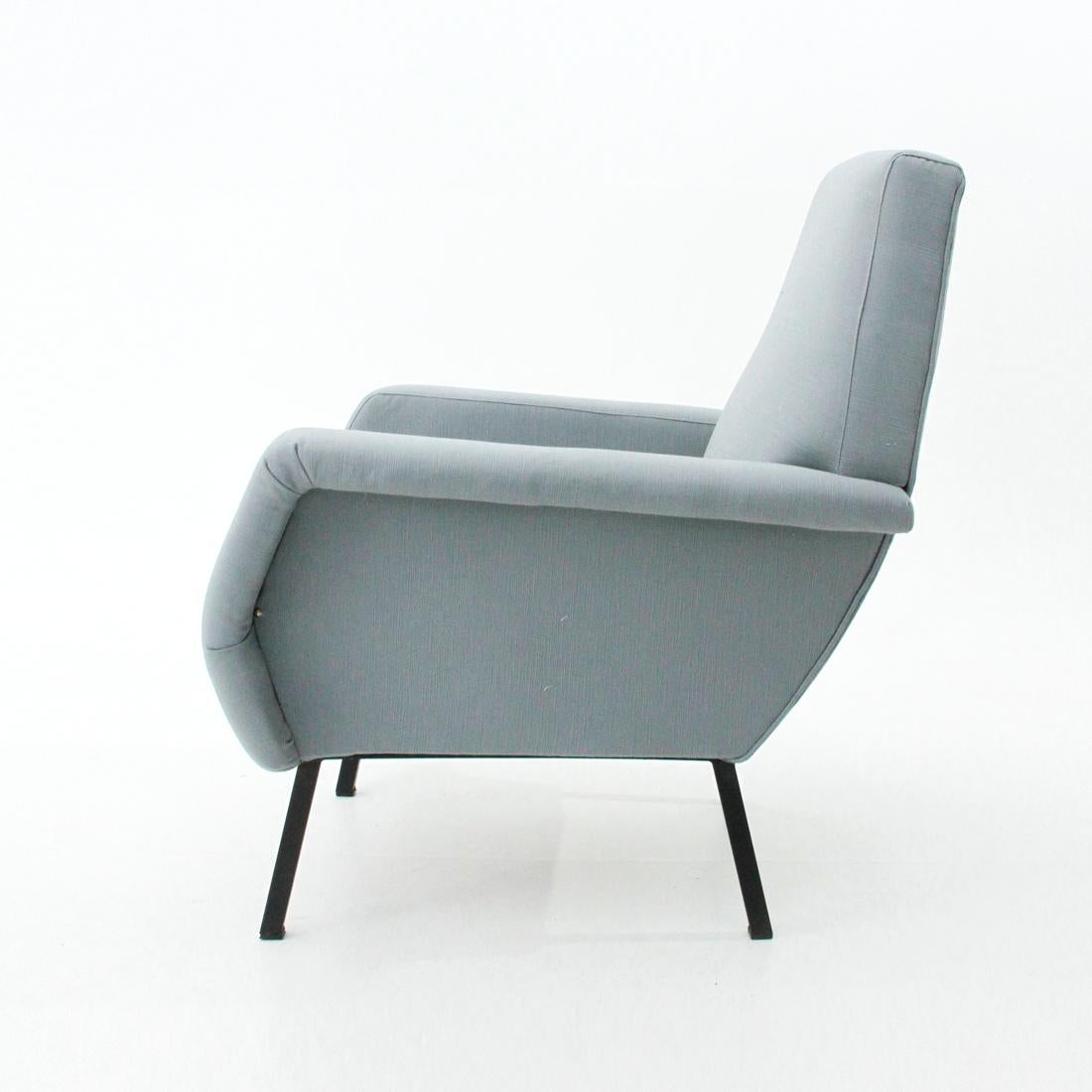 Midcentury Gray Azure Italian Armchair, 1950s In Good Condition For Sale In Savona, IT