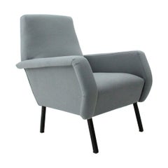 Midcentury Gray Azure Italian Armchair, 1950s