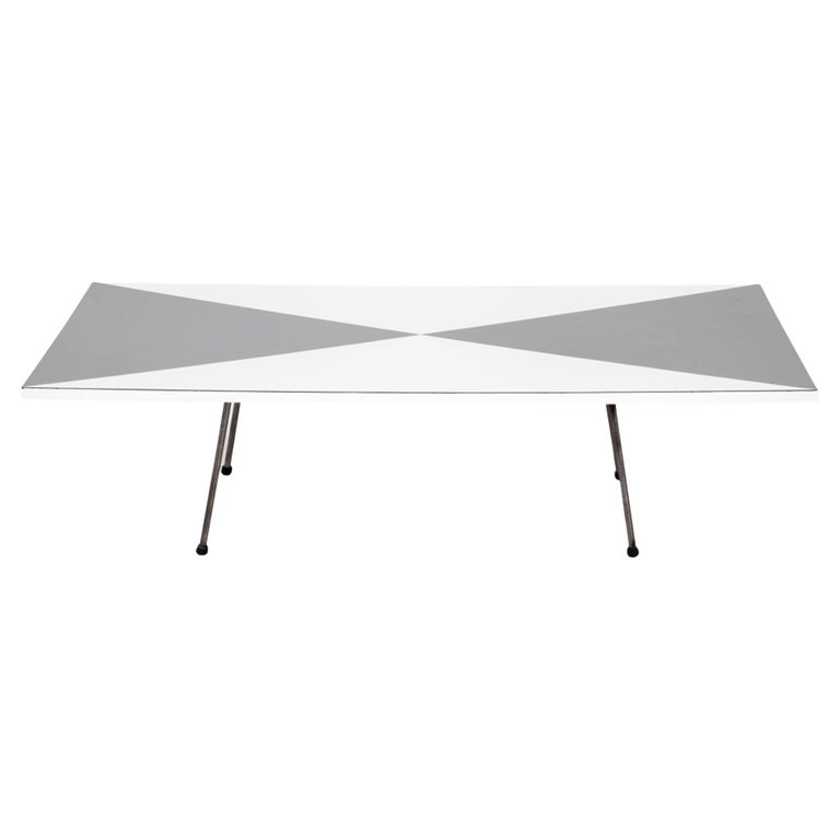 Midcentury Gray and White Low Coffee Table For Sale at 1stDibs