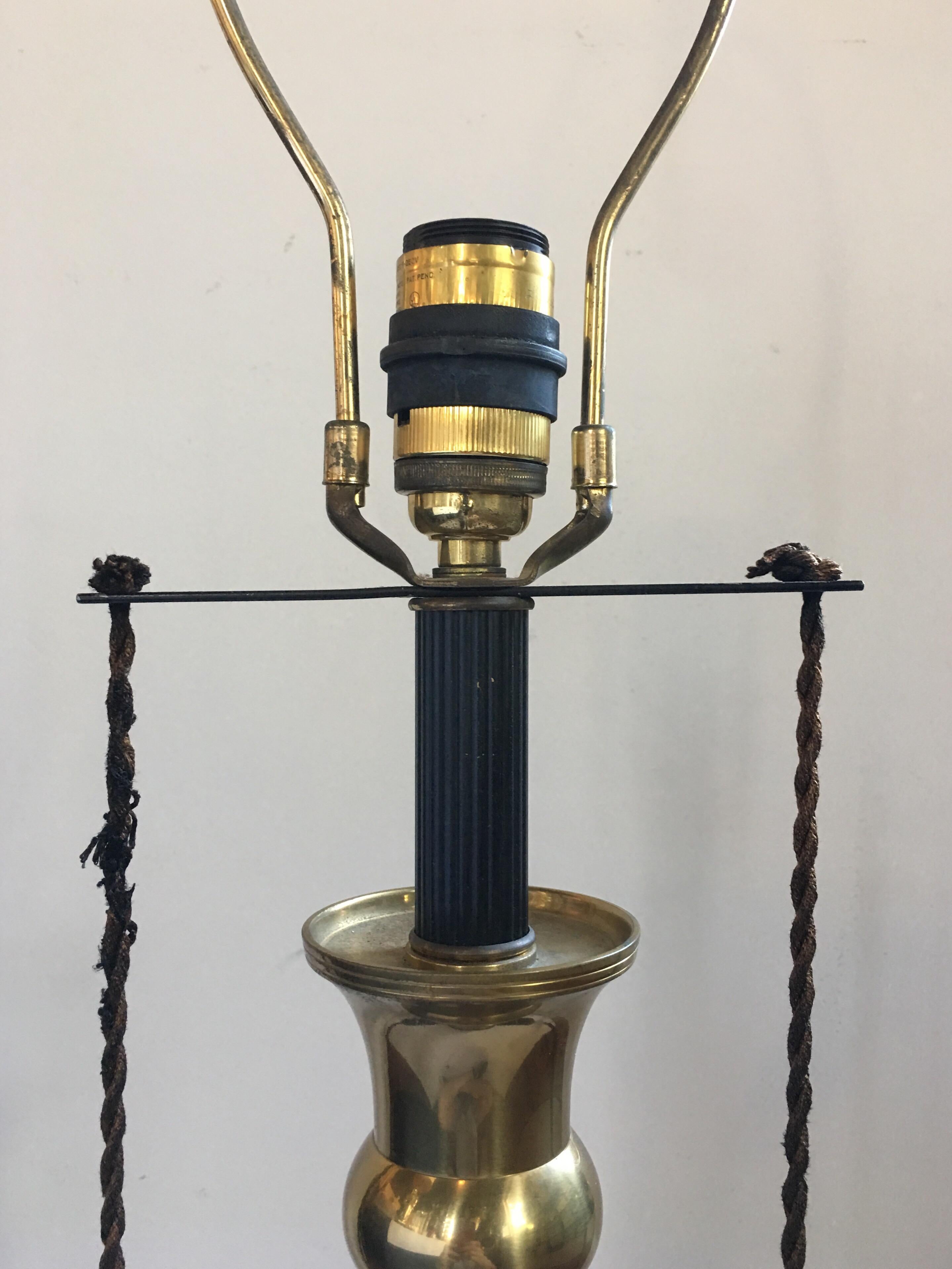 Brass Midcentury Greek Key Motif James Mont Style Lamp