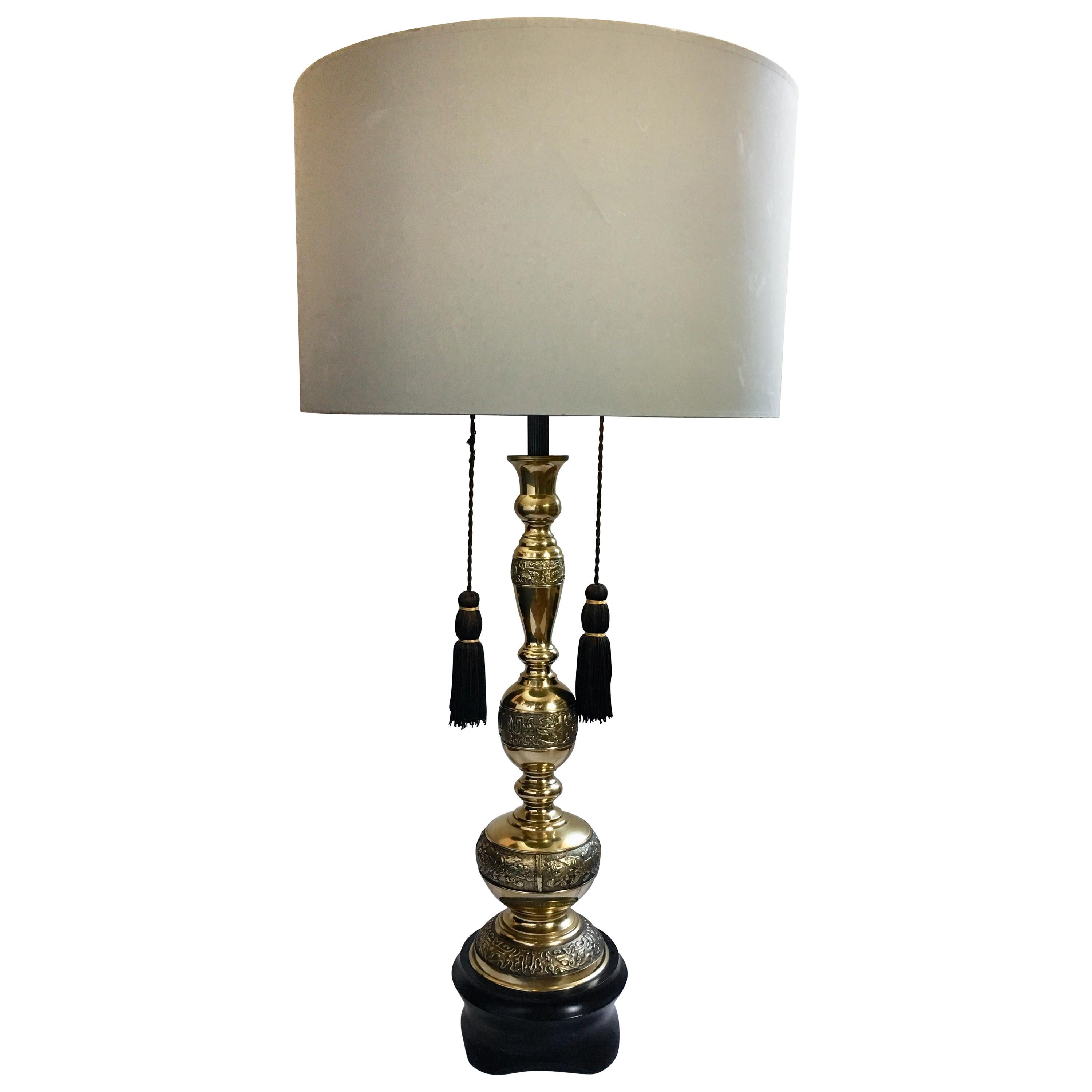 Midcentury Greek Key Motif James Mont Style Lamp