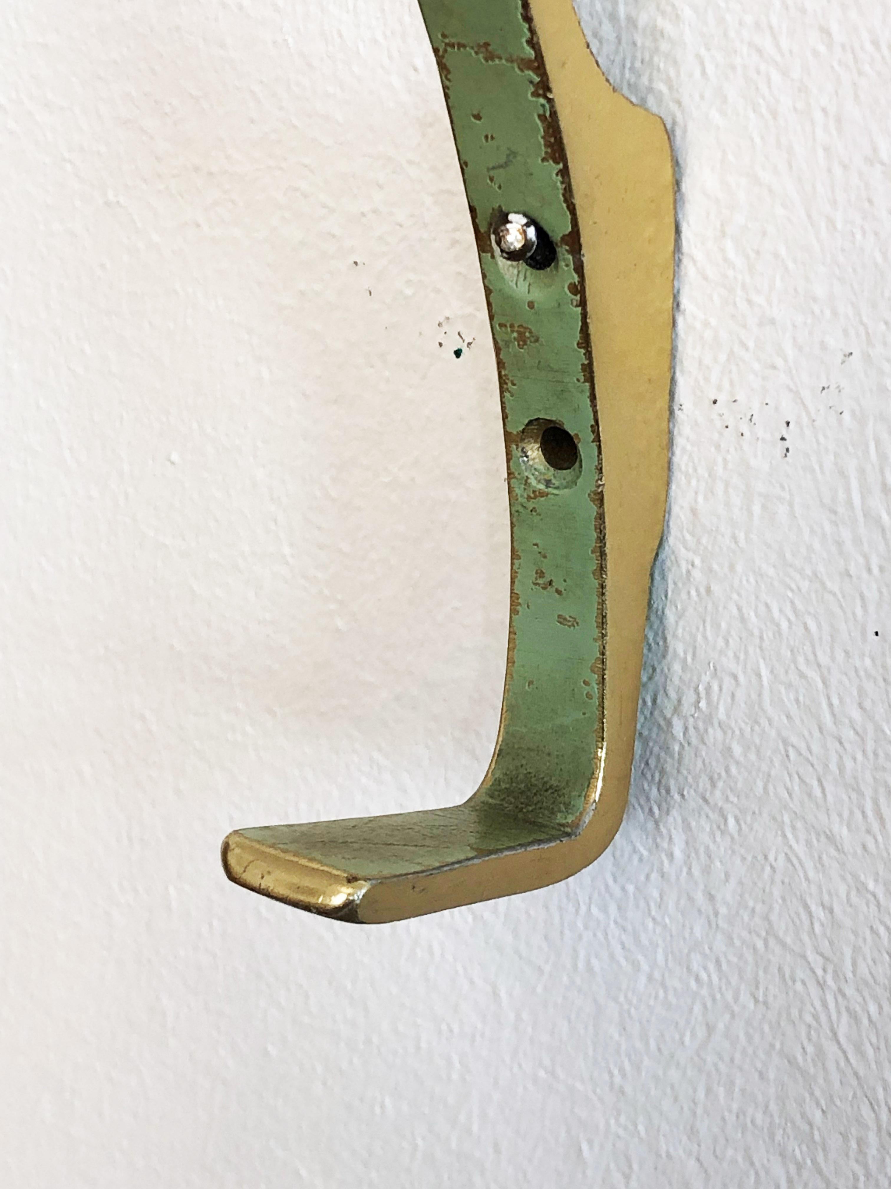 Mid-20th Century Midcentury Green Coat Wall Hooks by Hertha Baller For Sale
