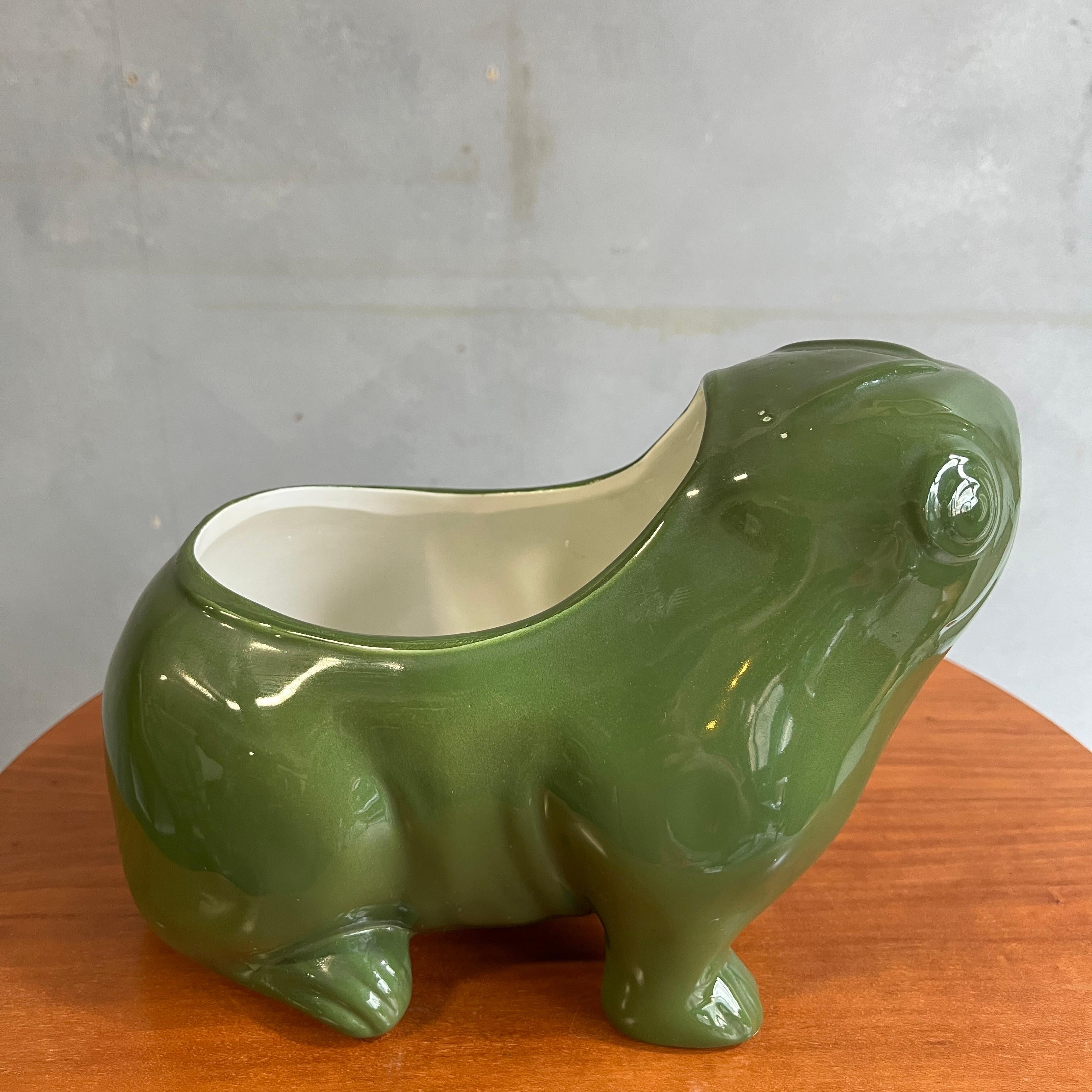 20th Century Midcentury Green Flower Planter Made in Italy for Tiffany For Sale