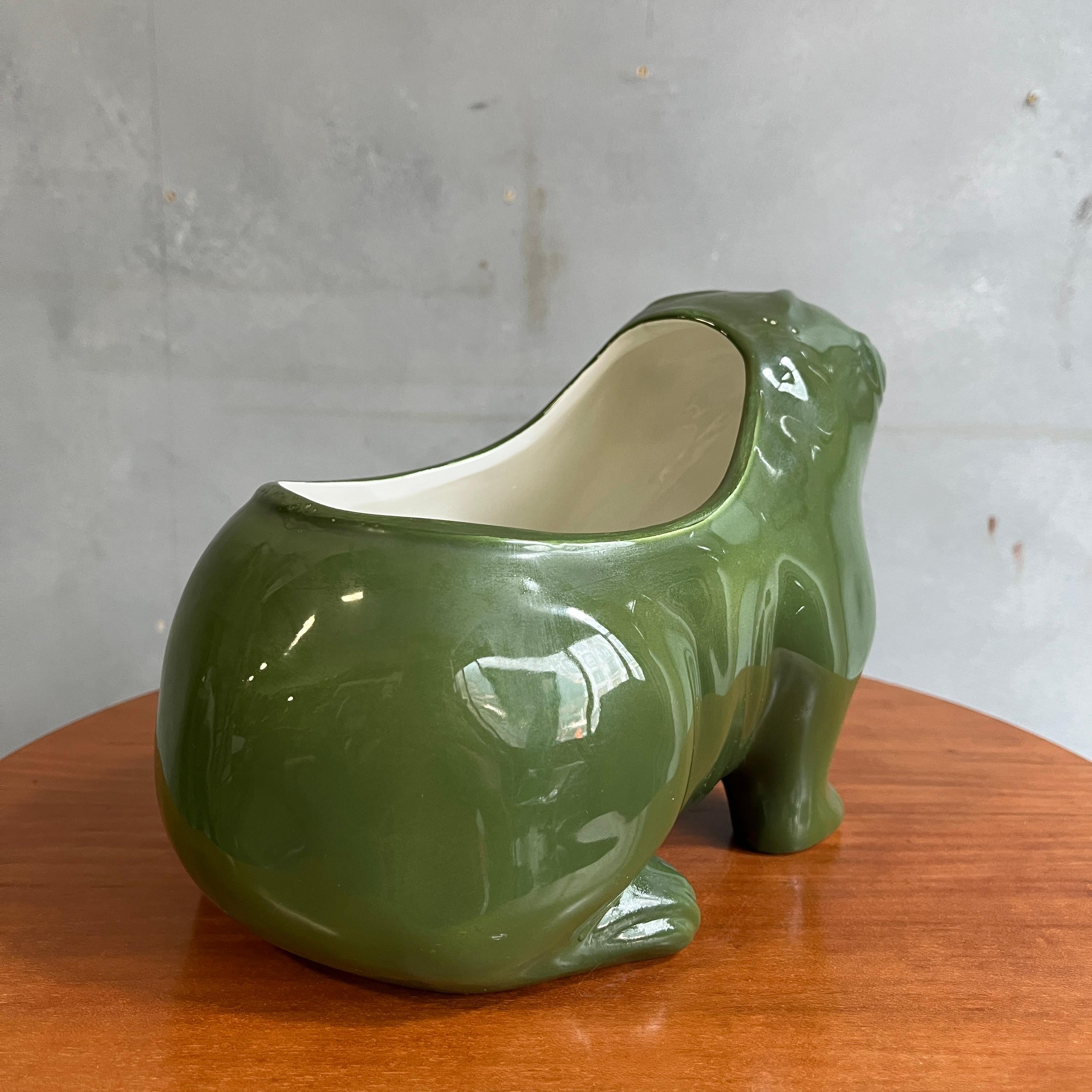 Ceramic Midcentury Green Flower Planter Made in Italy for Tiffany For Sale