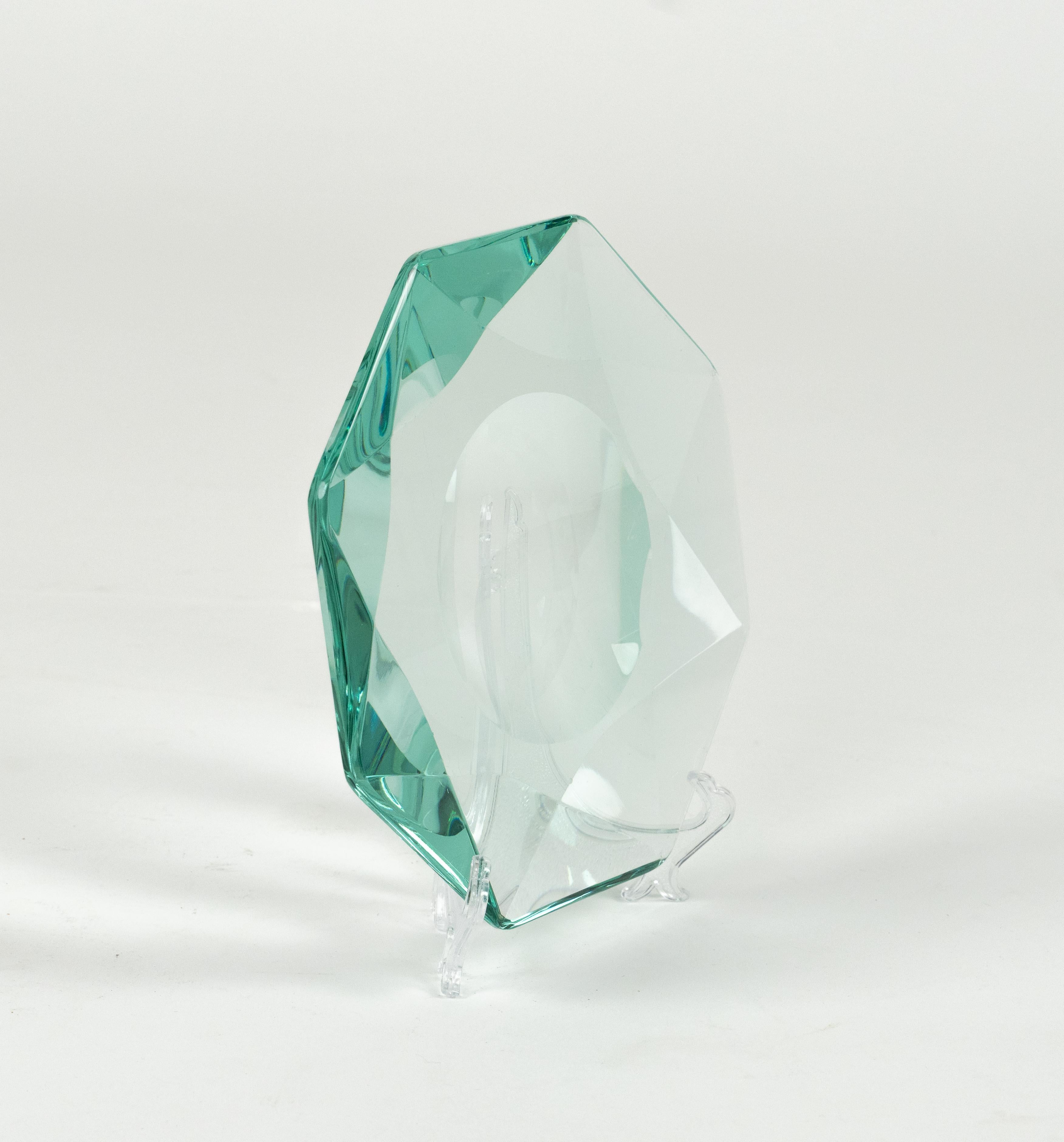 Cendrier octogonal en verre vert du milieu du siècle dernier, style Fontana Arte, Italie, années 1960 en vente 3