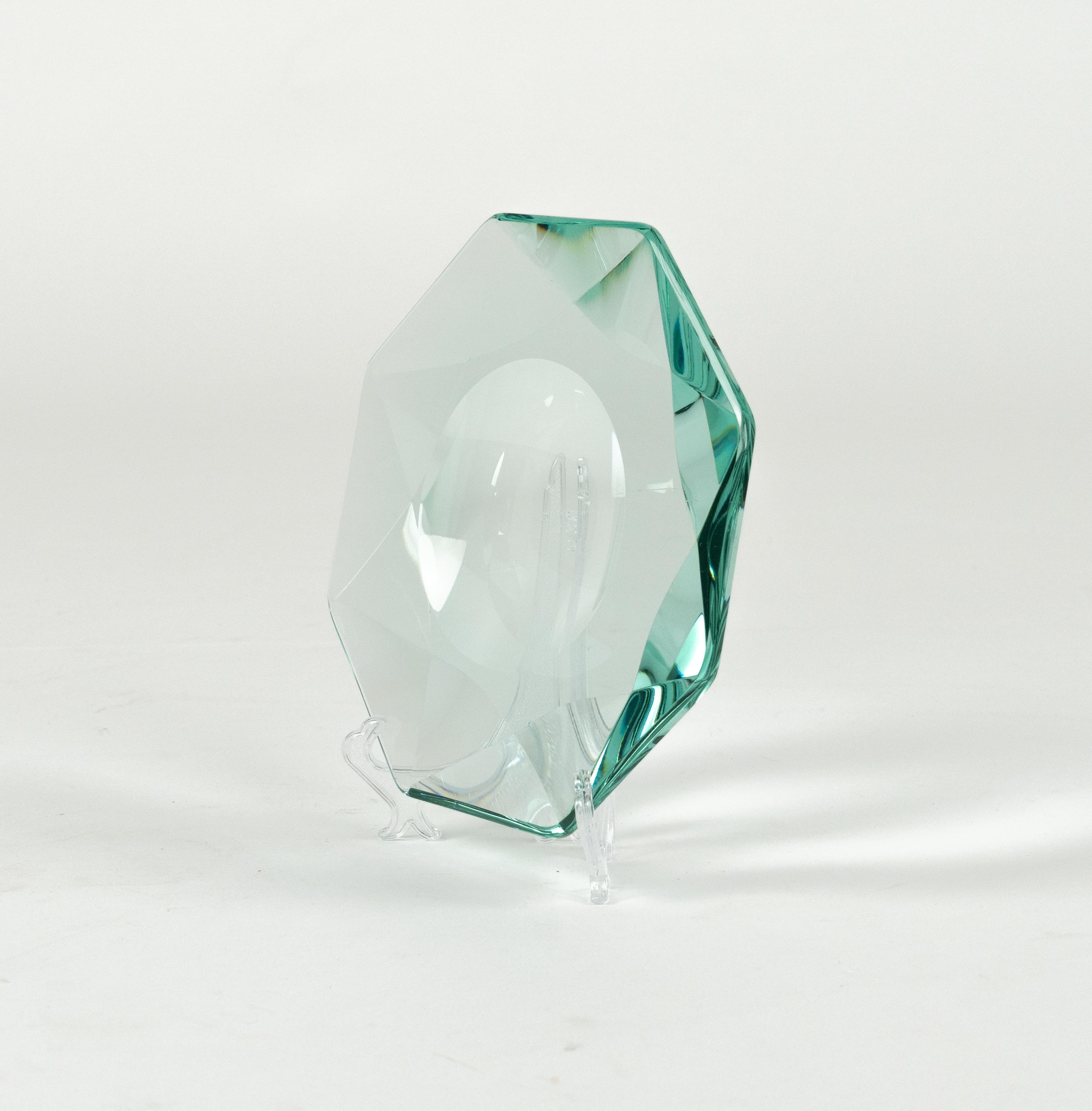 Cendrier octogonal en verre vert du milieu du siècle dernier, style Fontana Arte, Italie, années 1960 en vente 4