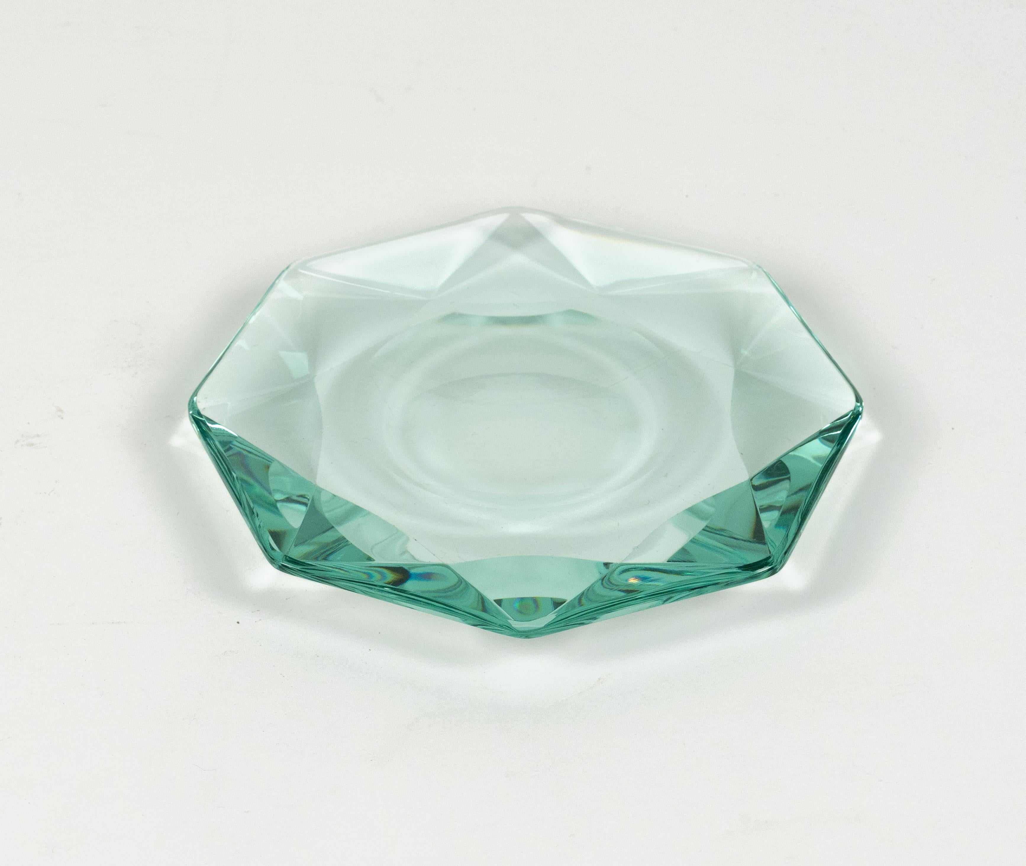 Cendrier octogonal en verre vert du milieu du siècle dernier, style Fontana Arte, Italie, années 1960 en vente 2