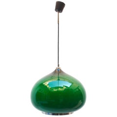 Midcentury Green Glass Pendant, Spain, 1960s