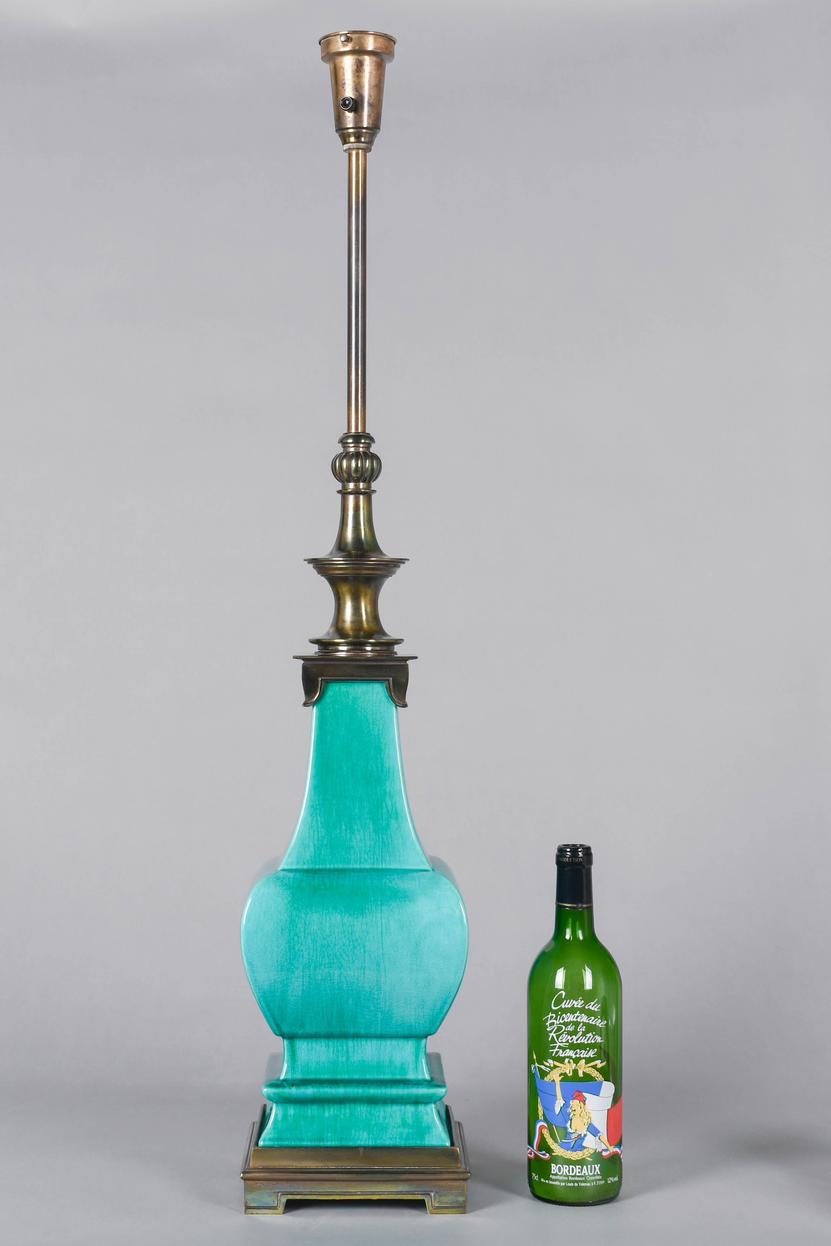 Lampe Stiffel du milieu du siècle en céramique verte émaillée en vente 5