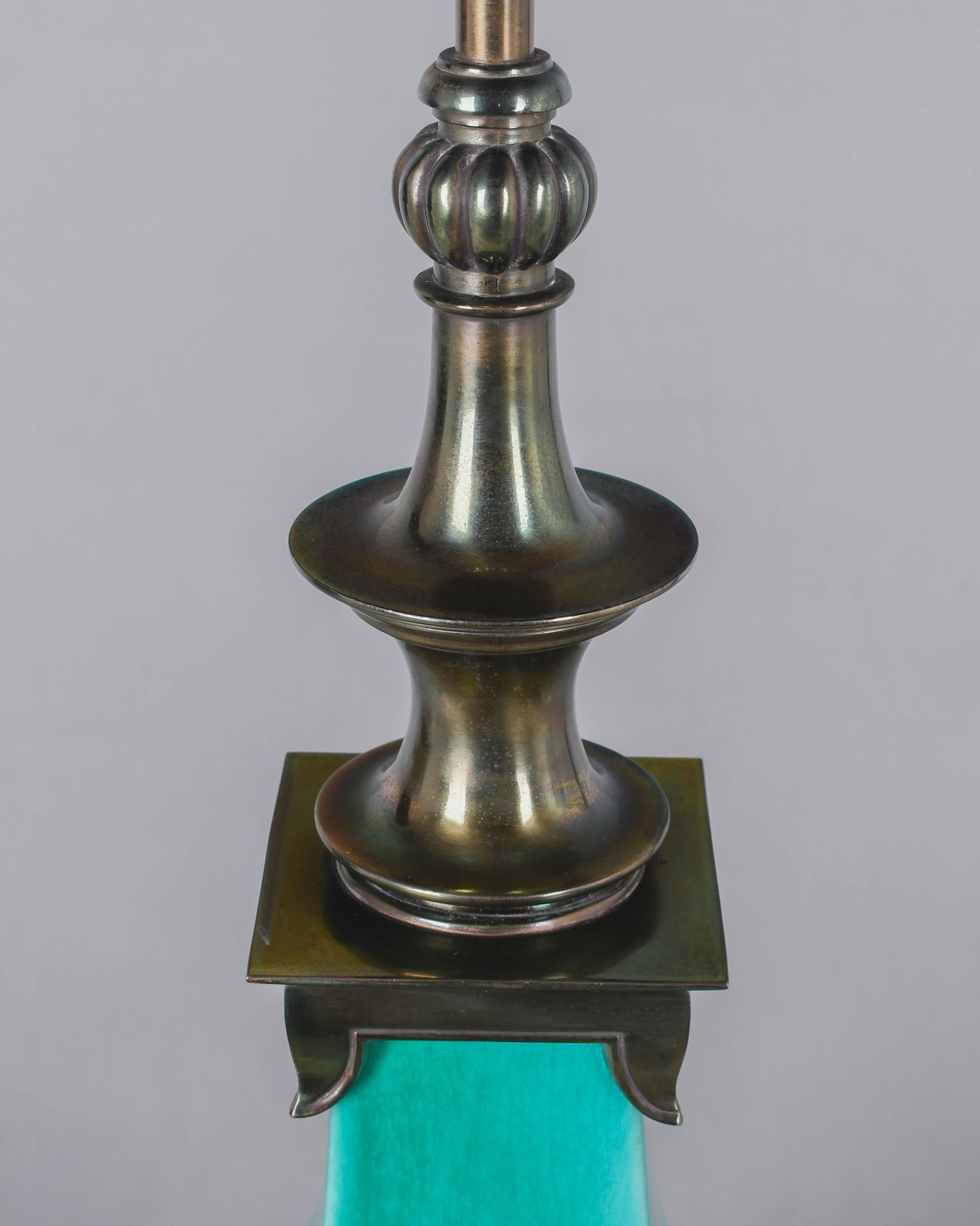 Lampe Stiffel du milieu du siècle en céramique verte émaillée en vente 6