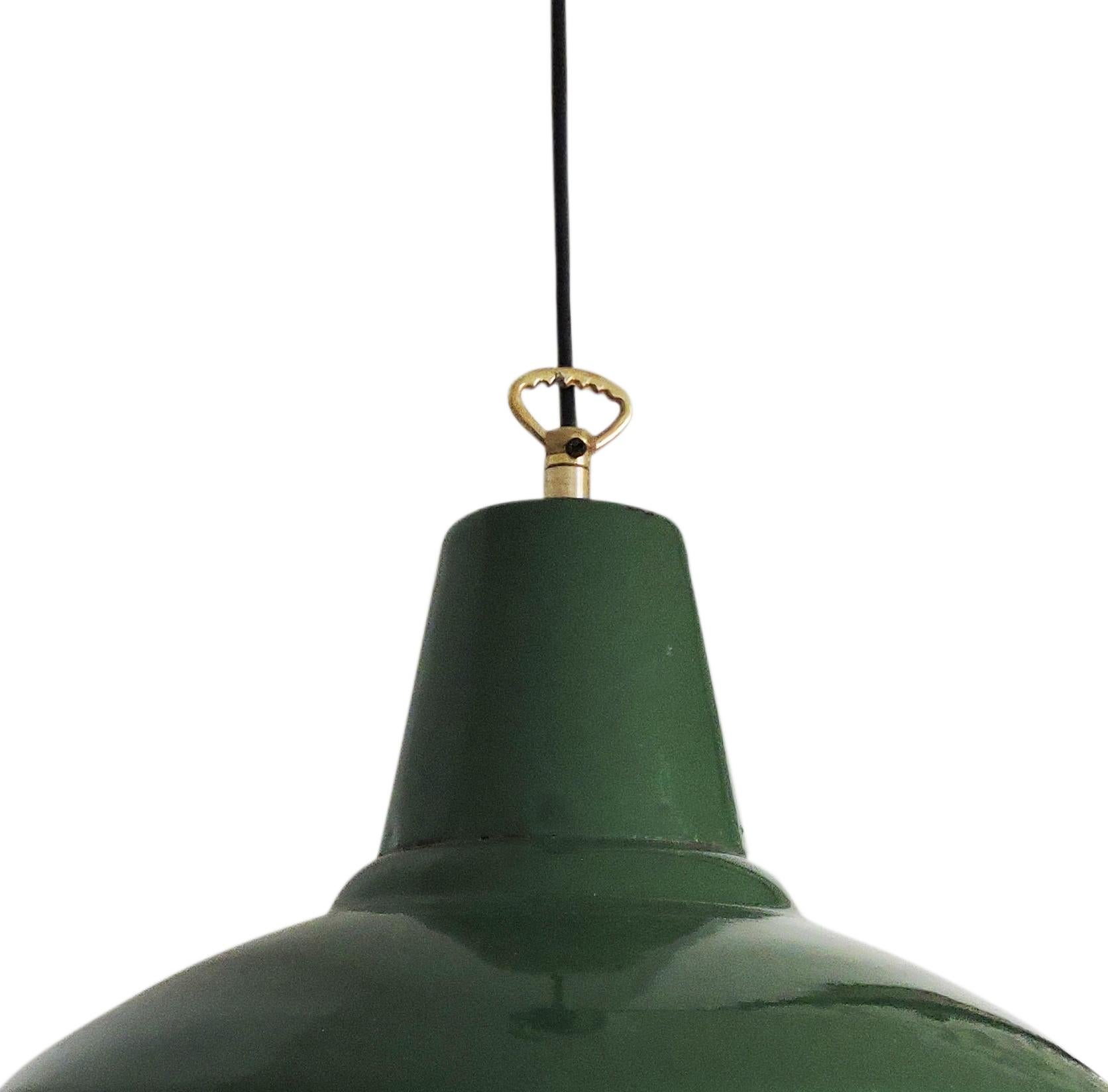 Mid-20th Century Midcentury Green Industrial Pendant Light, 1950s