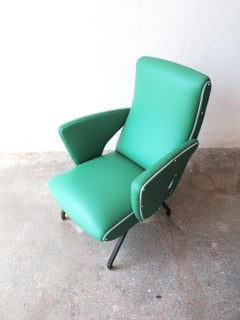 Midcentury Green Italian Armchair in the Style of "Lady Armchair", Marco Zanuso