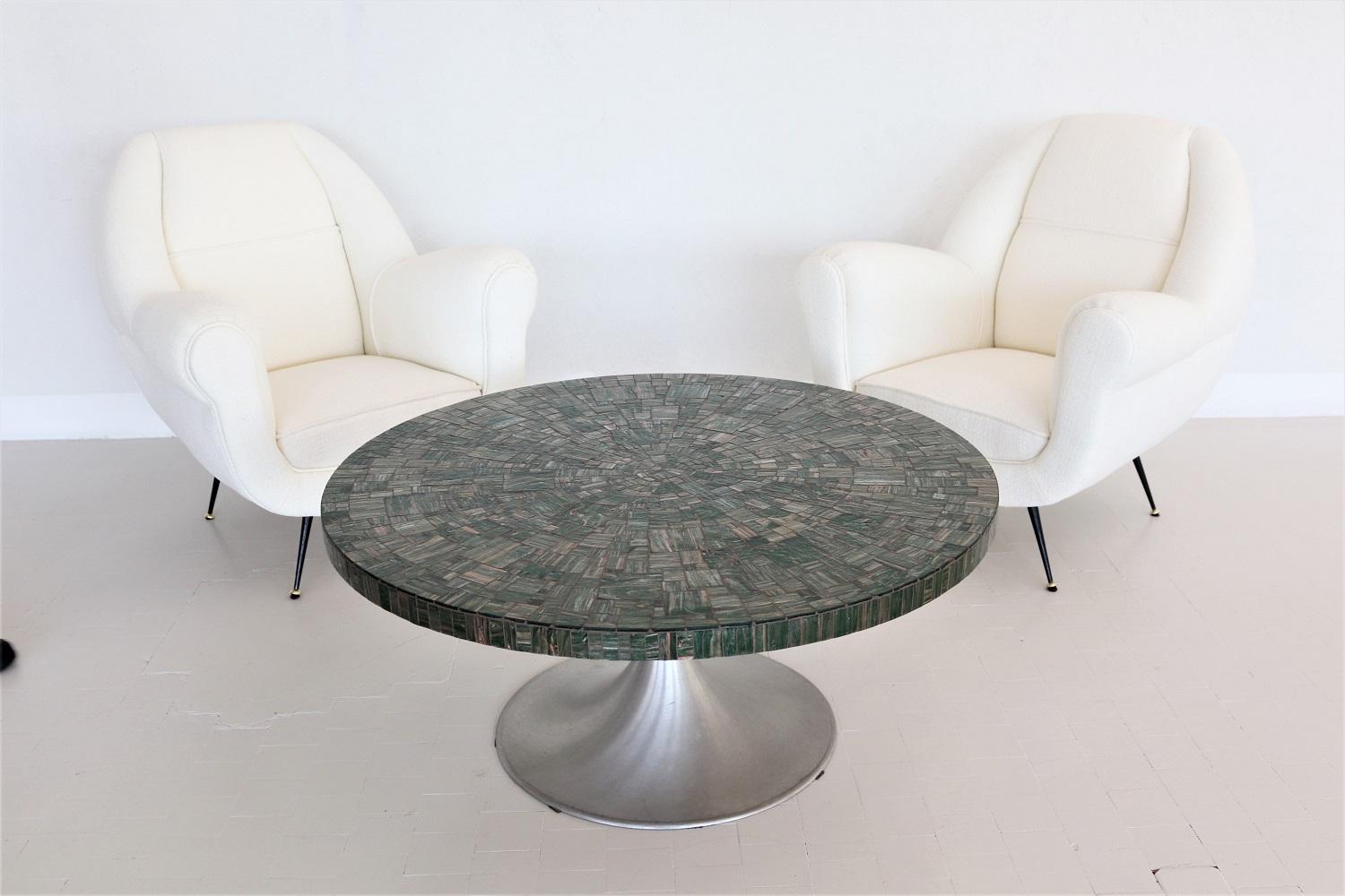 Midcentury Green Mosaic Tulip Coffee Table by Heinz Lilienthal, 1960s 6
