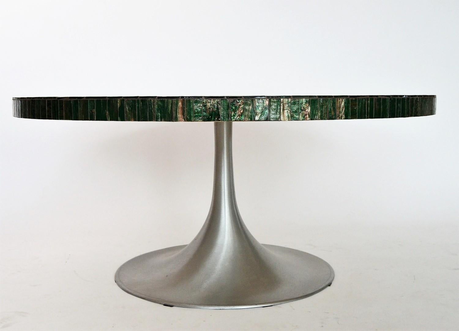 German Midcentury Green Mosaic Tulip Coffee Table by Heinz Lilienthal, 1960s