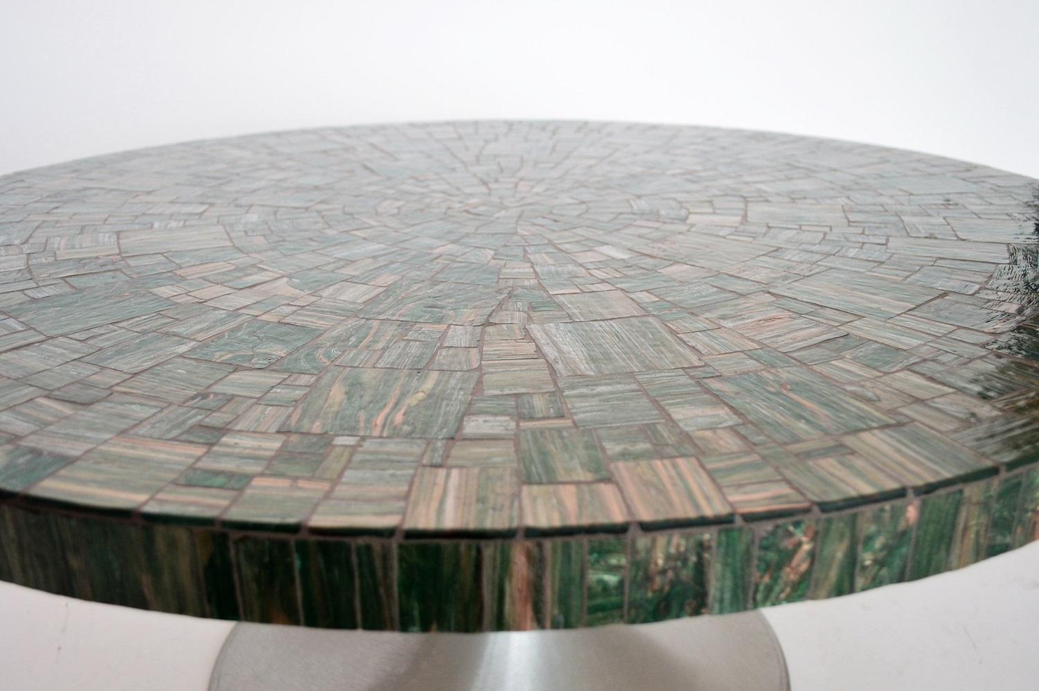 Midcentury Green Mosaic Tulip Coffee Table by Heinz Lilienthal, 1960s In Good Condition In Morazzone, Varese