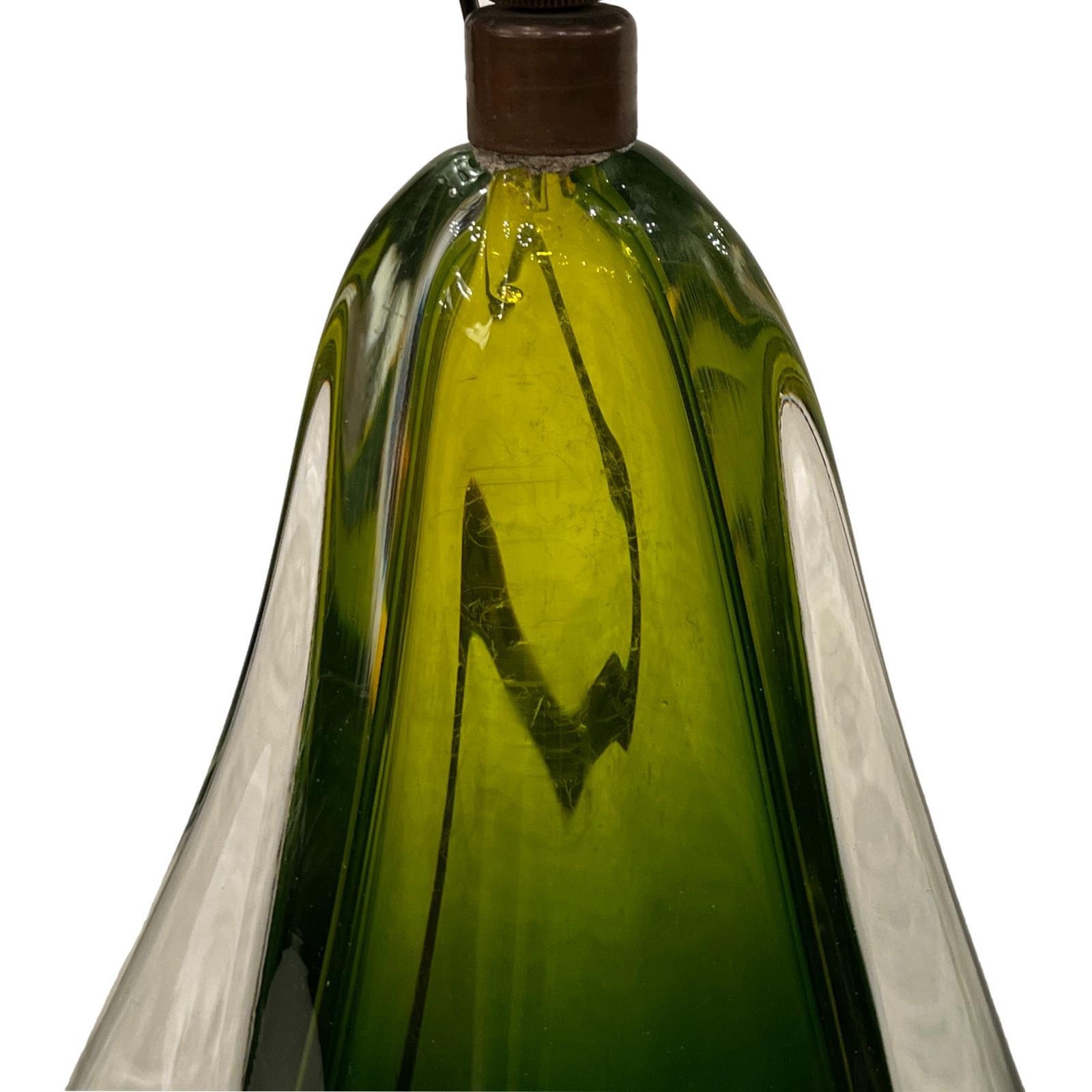 Italian Mid-Century Green Murano Glass Lamp For Sale