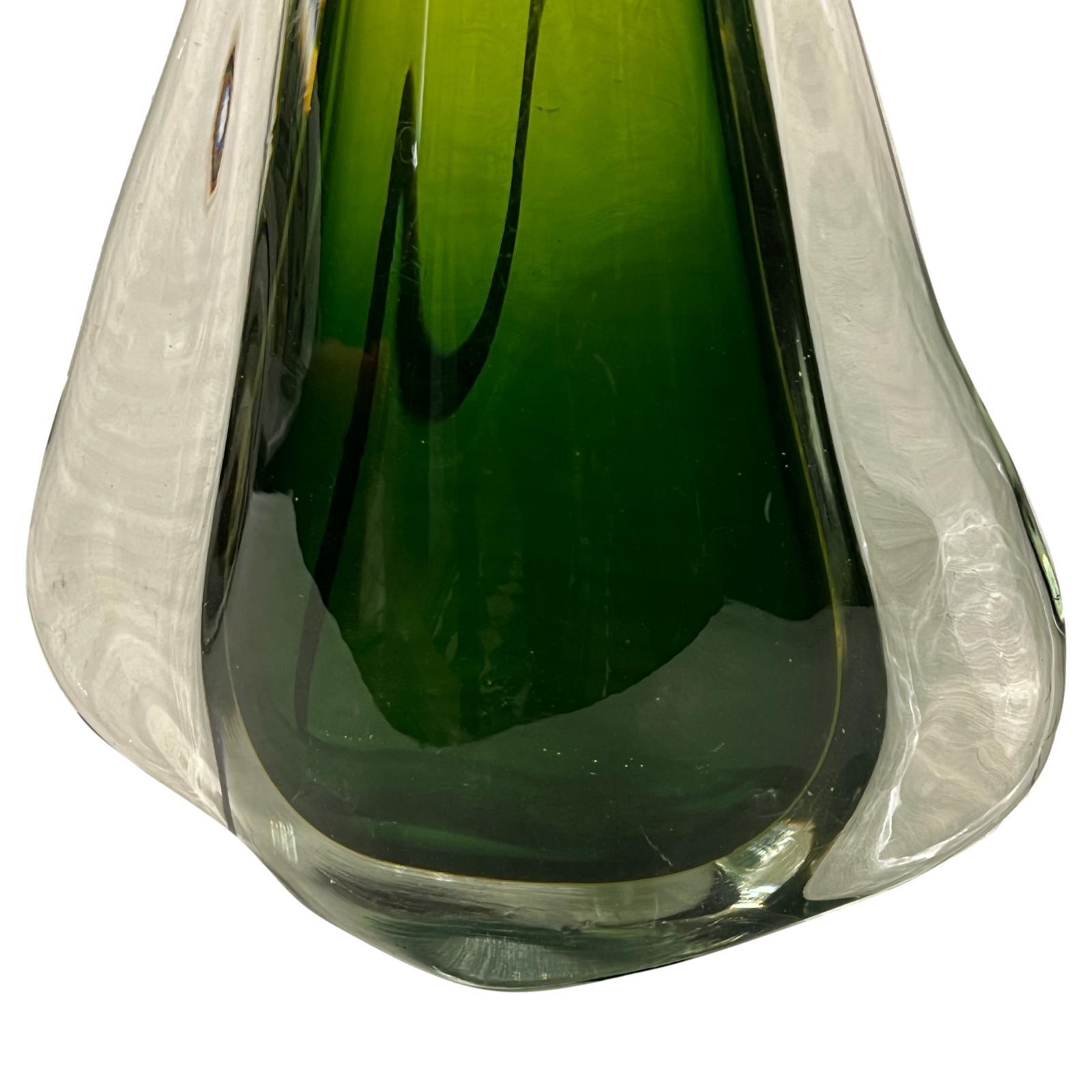 Mid-Century Green Murano Glass Lamp In Good Condition For Sale In New York, NY