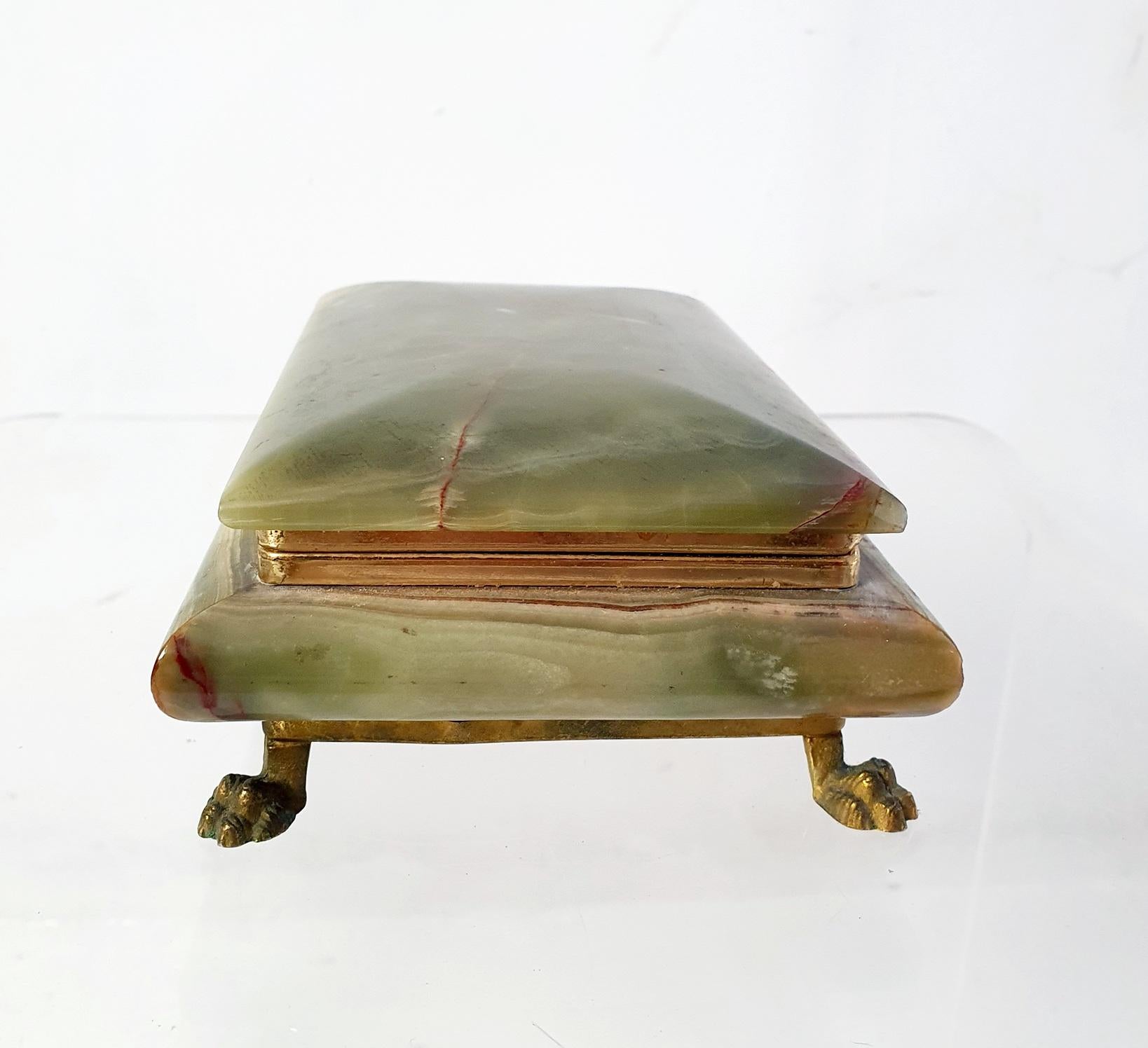 Mid-Century Modern Midcentury Green Onyx Marble Box, Italy For Sale
