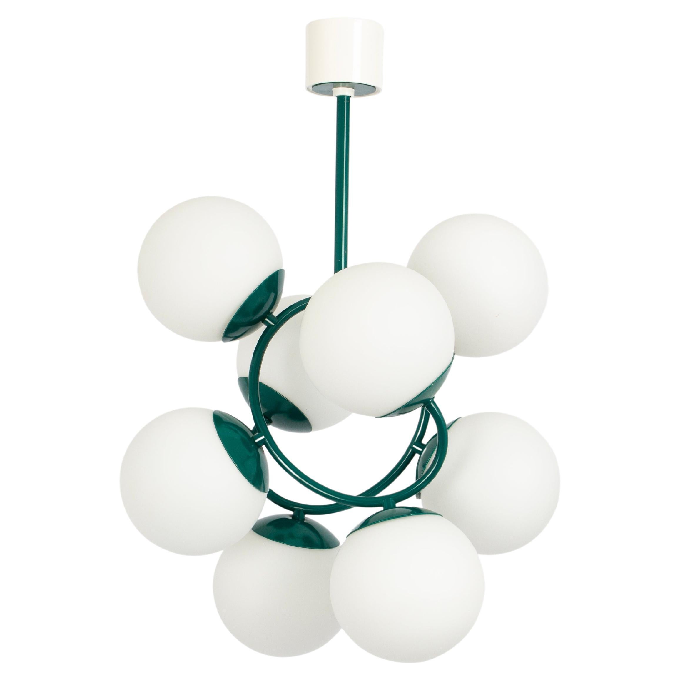 Lampada a sospensione orbitale verde del Medioevo di Kaiser, Germania, anni '60
