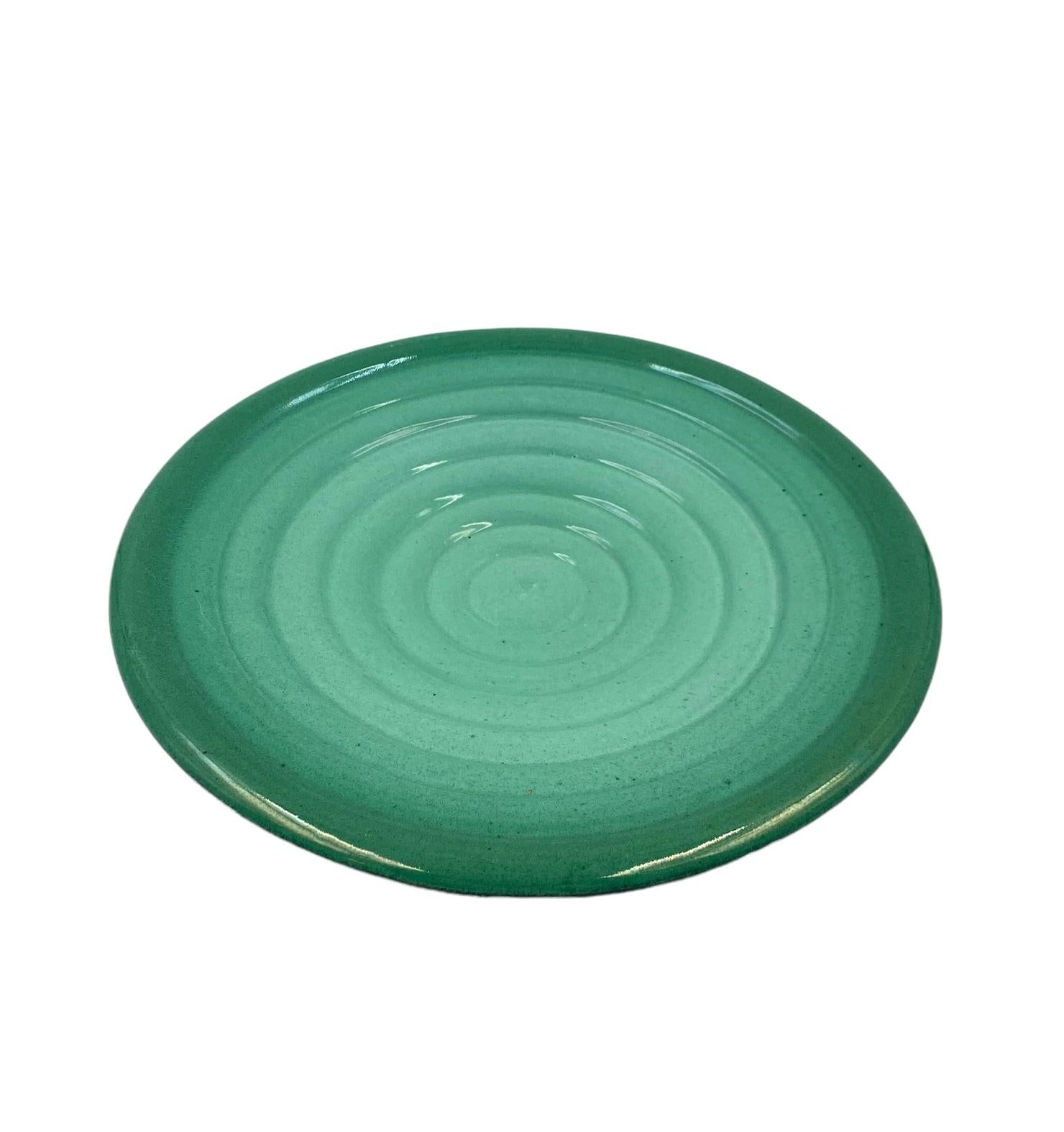 Midcentury Green Plate / Vide Poche, Giuseppe Mazzotti, Albisola, Italy, 1950 In Excellent Condition For Sale In Firenze, IT