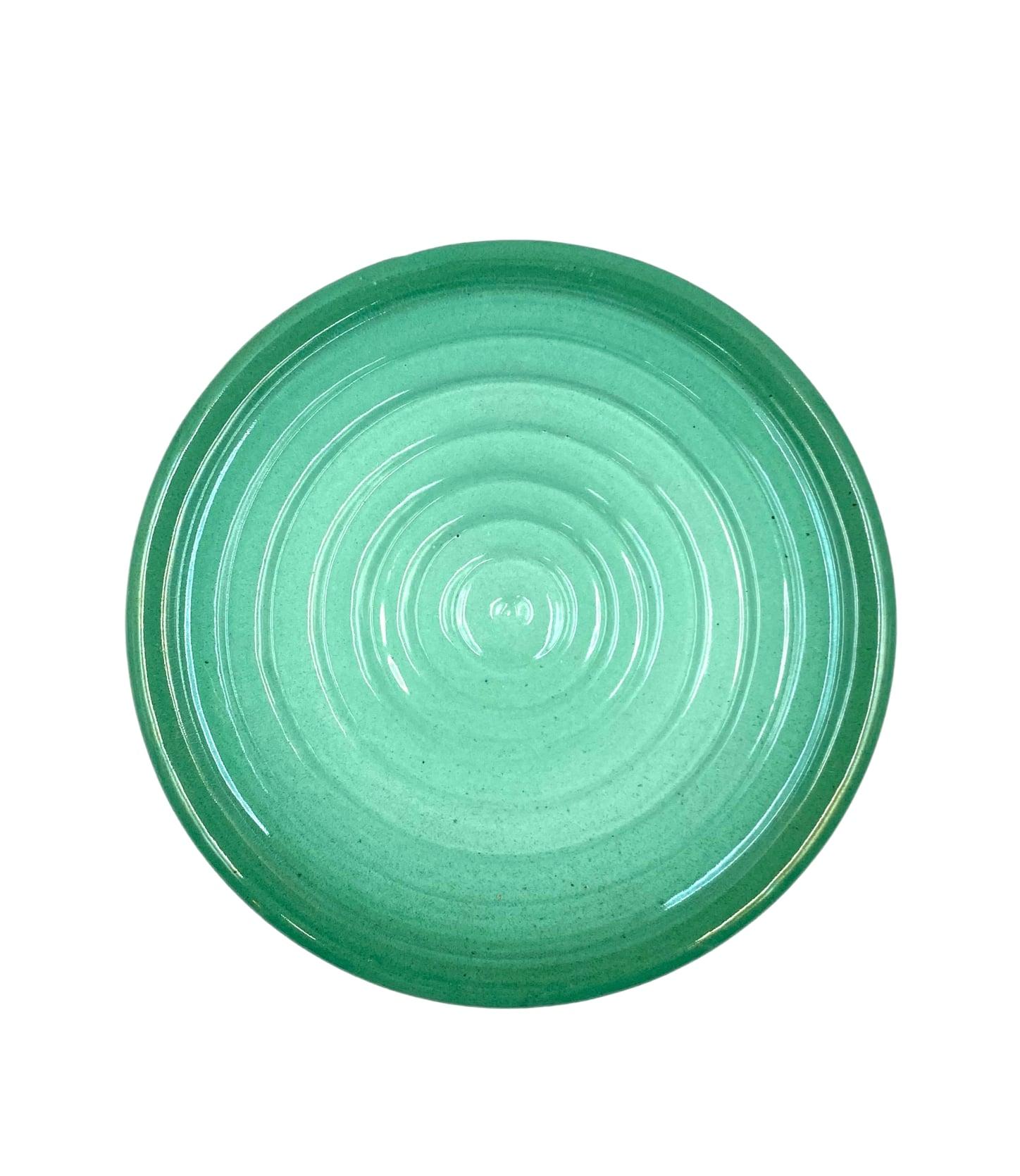 Ceramic Midcentury Green Plate / Vide Poche, Giuseppe Mazzotti, Albisola, Italy, 1950 For Sale