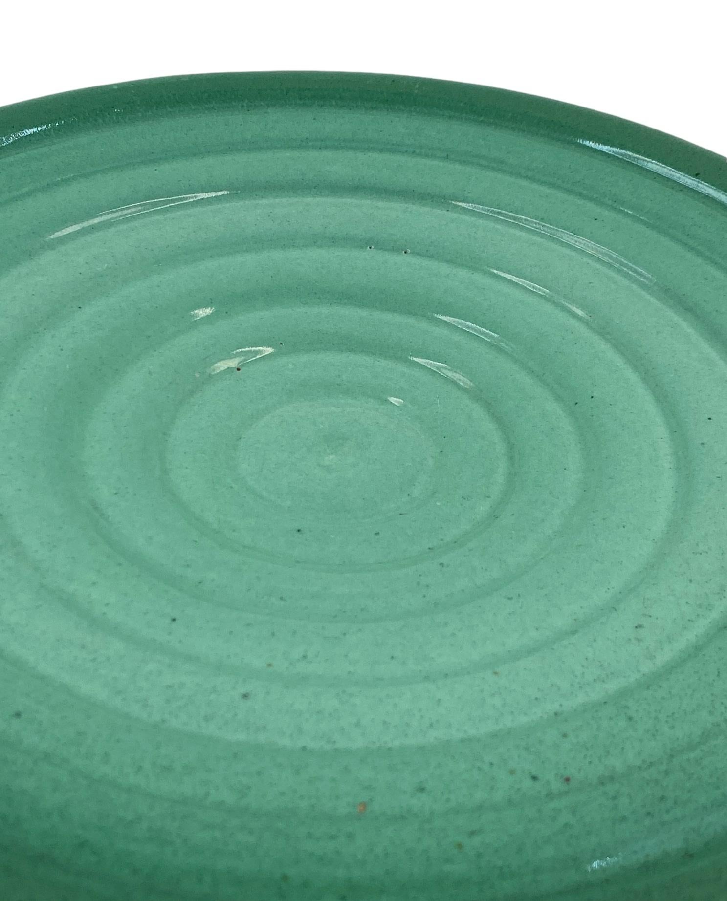 Midcentury Green Plate / Vide Poche, Giuseppe Mazzotti, Albisola, Italy, 1950 For Sale 1