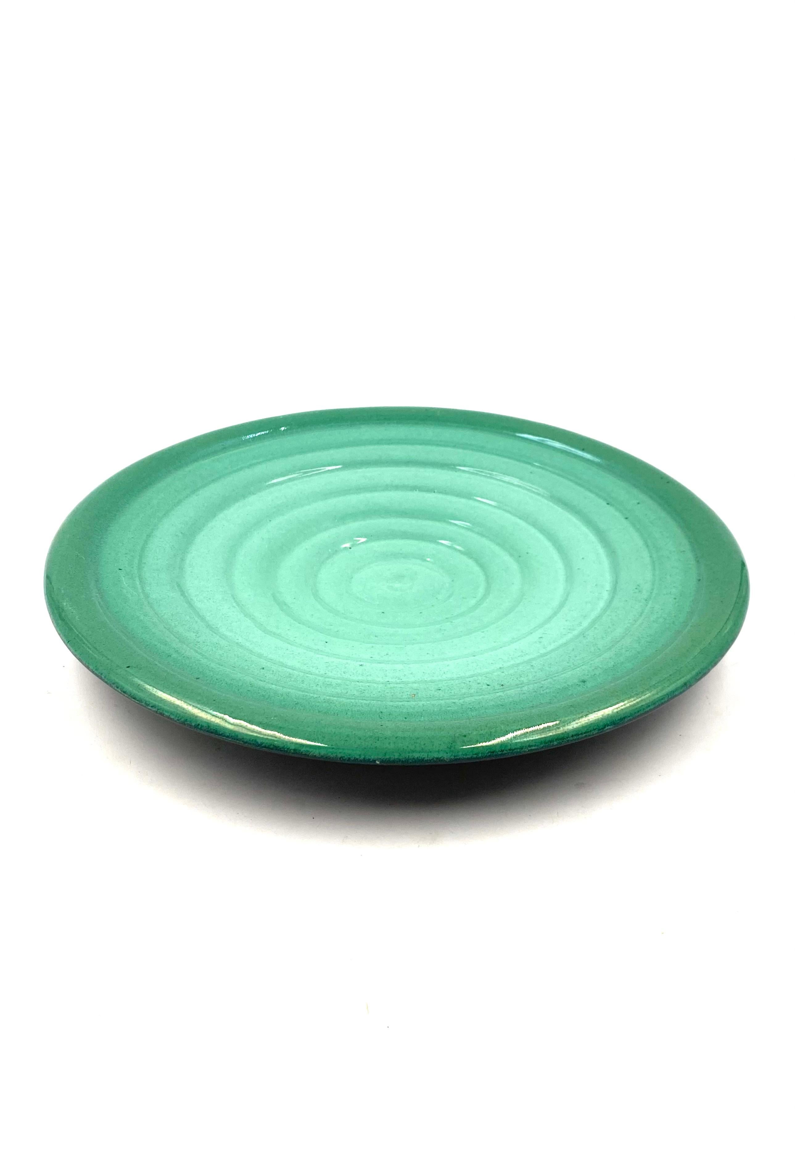 Midcentury Green Plate / Vide Poche, Giuseppe Mazzotti, Albisola, Italy, 1950 For Sale 2