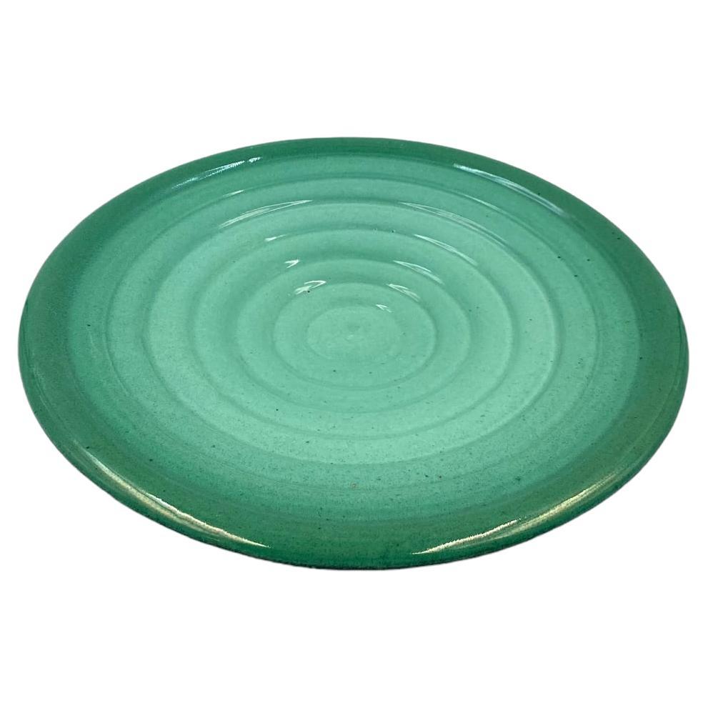 Midcentury Green Plate / Vide Poche, Giuseppe Mazzotti, Albisola, Italy, 1950