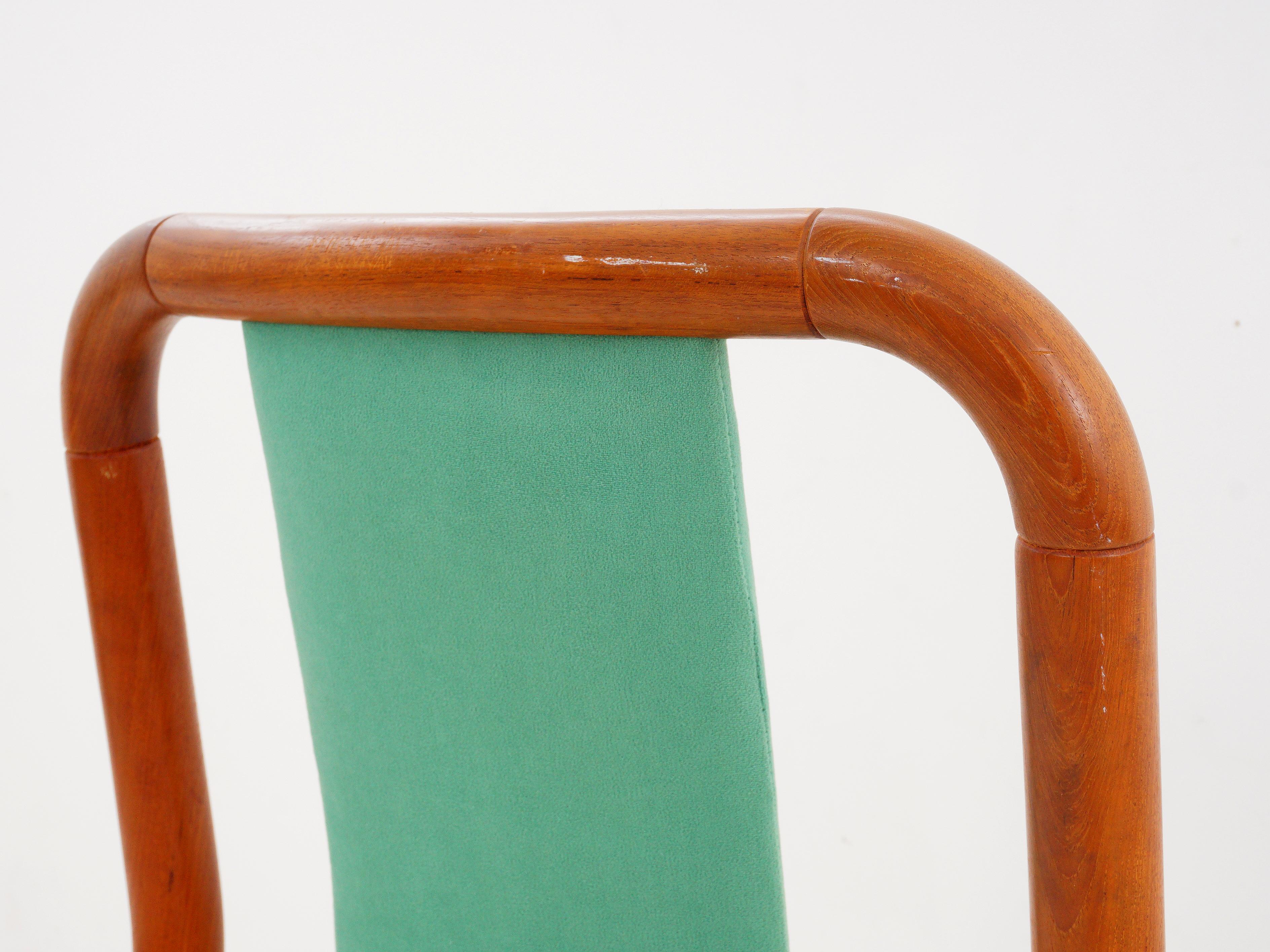 Late 20th Century Midcentury Green Upholstered Dining Chairs, 1970s For Sale