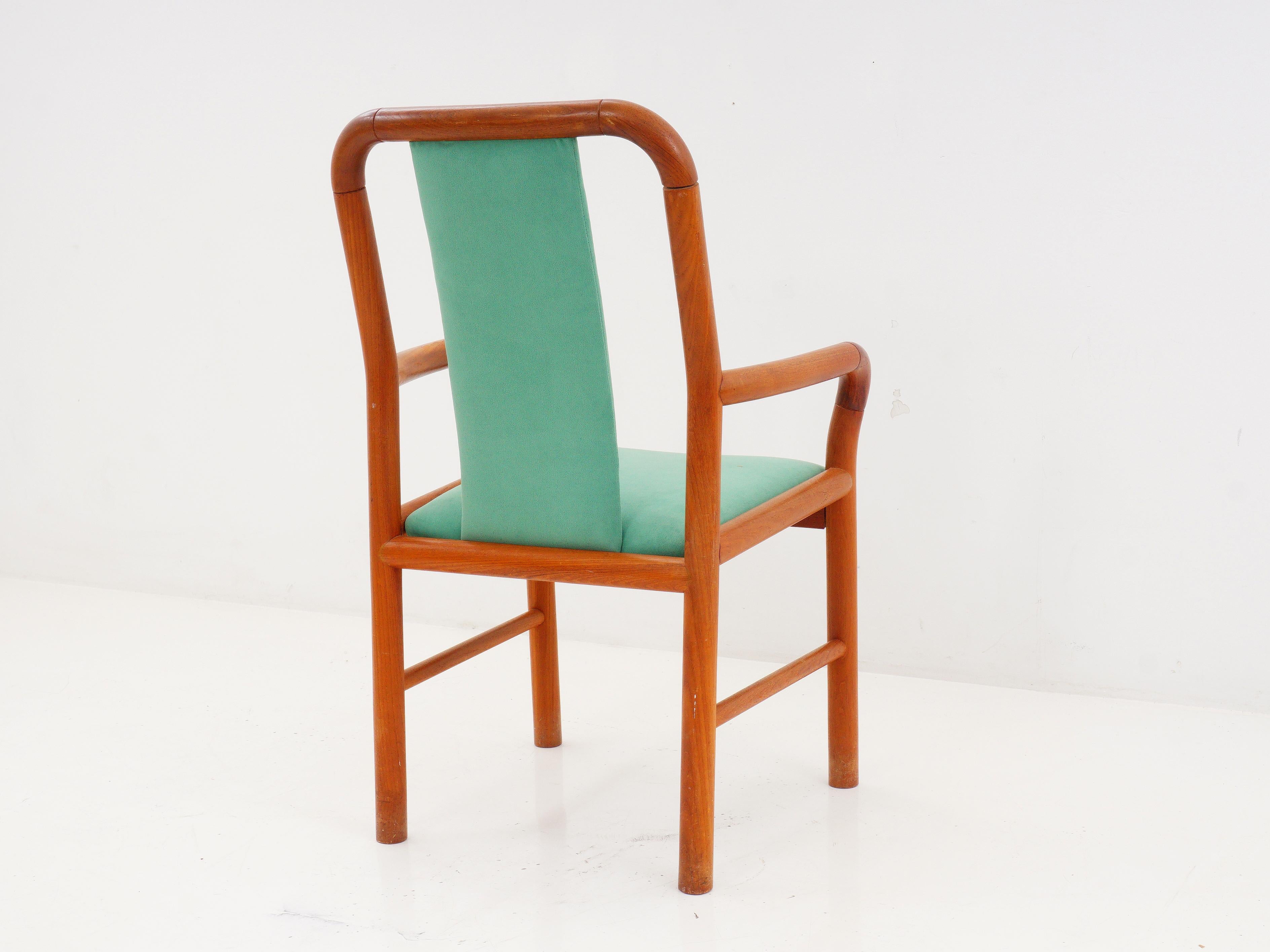 Midcentury Green Upholstered Dining Chairs, 1970s For Sale 1