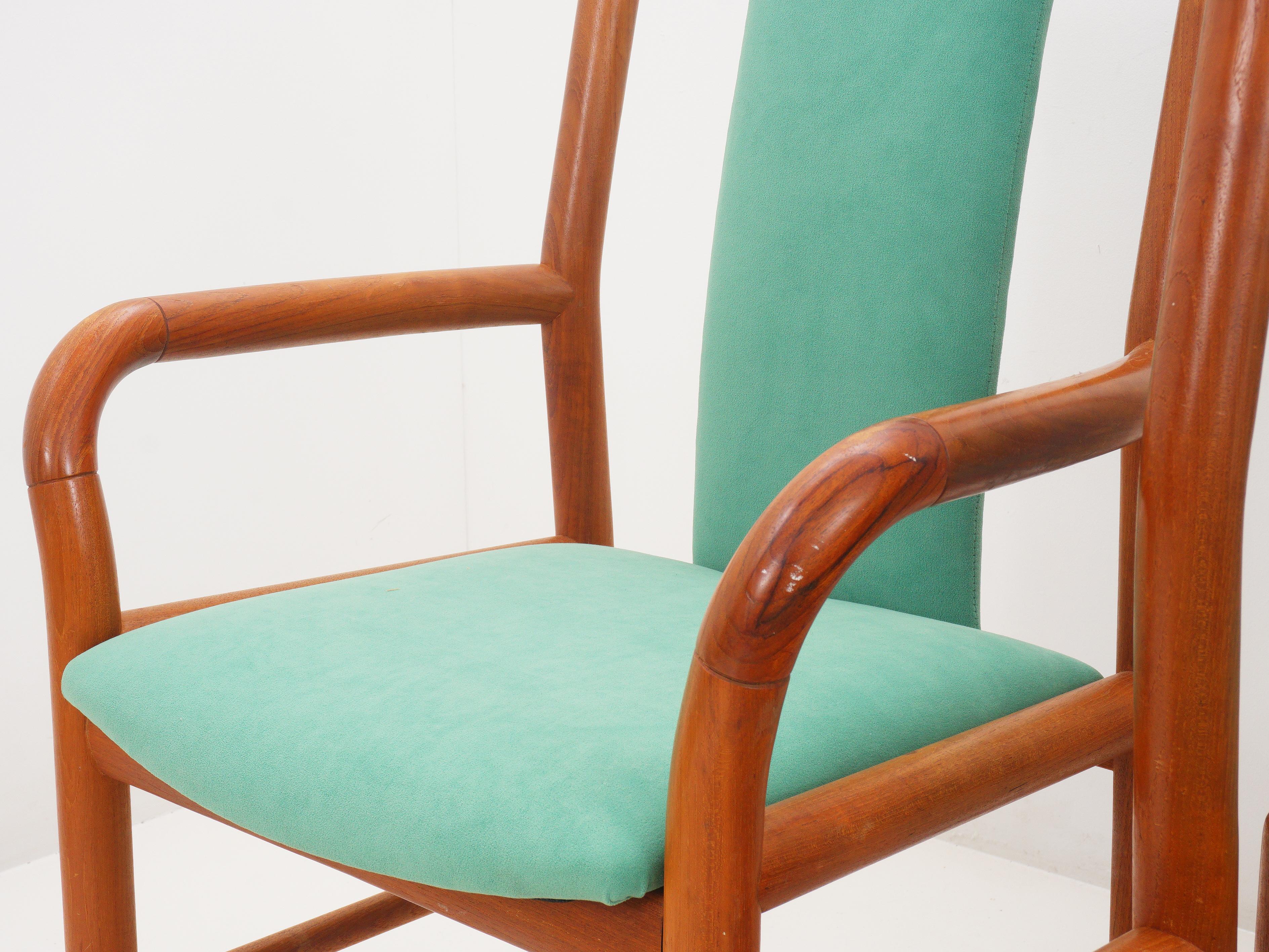 Midcentury Green Upholstered Dining Chairs, 1970s For Sale 2