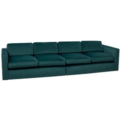 Midcentury Green Velvet Modular Sofa by Milo Baughman for Thayer Coggin
