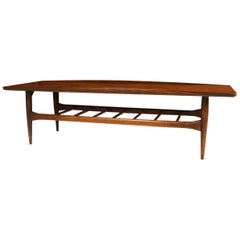 Midcentury Grete Jalk Style Bassett Surfboard Coffee Table