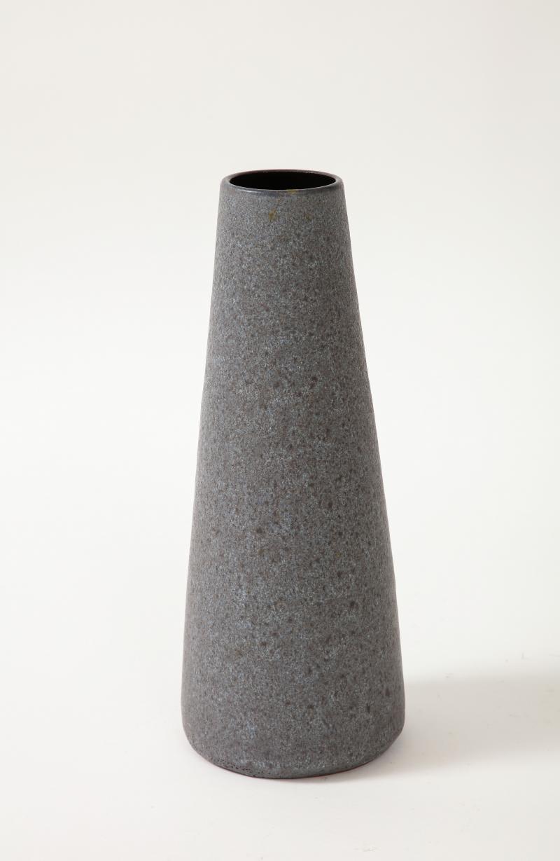 20th Century Midcentury Grey and Black Cylindrical Lava Glazed Vase For Sale