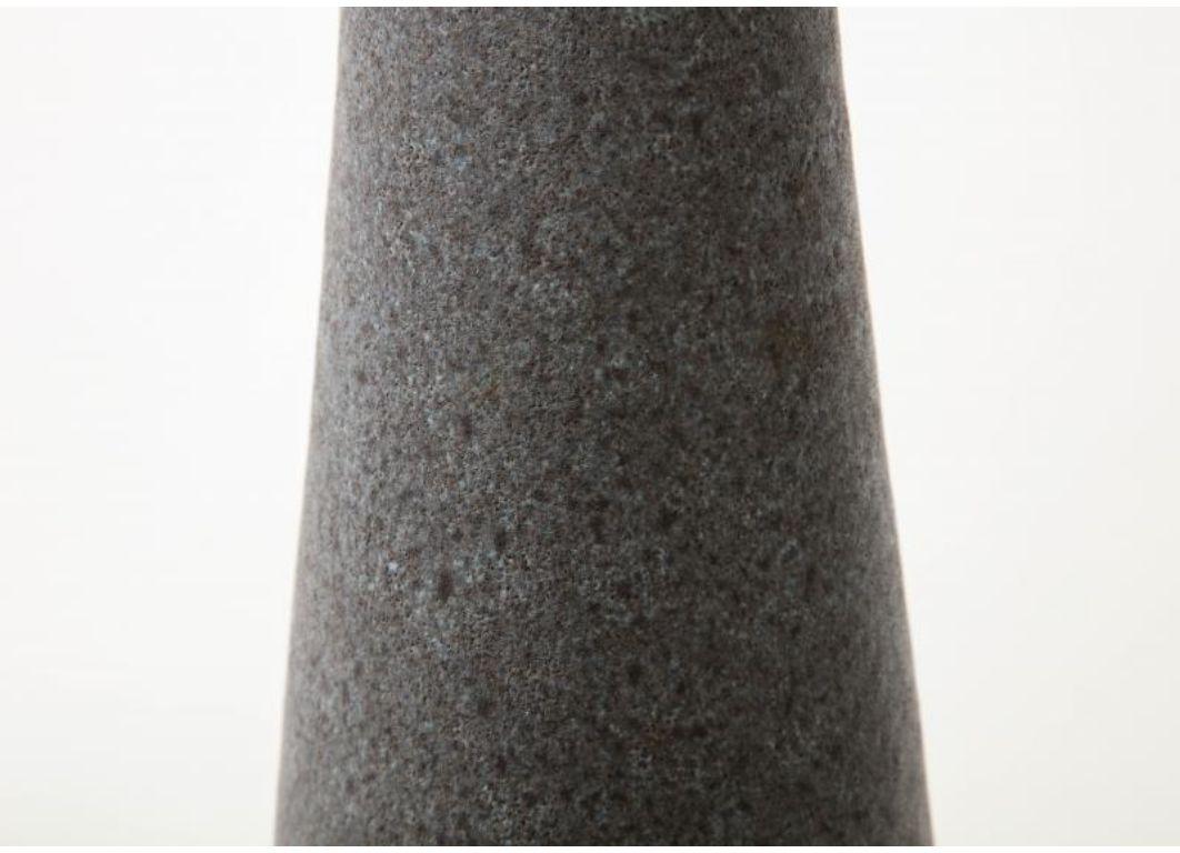 Midcentury Grey and Black Cylindrical Lava Glazed Vase For Sale 2
