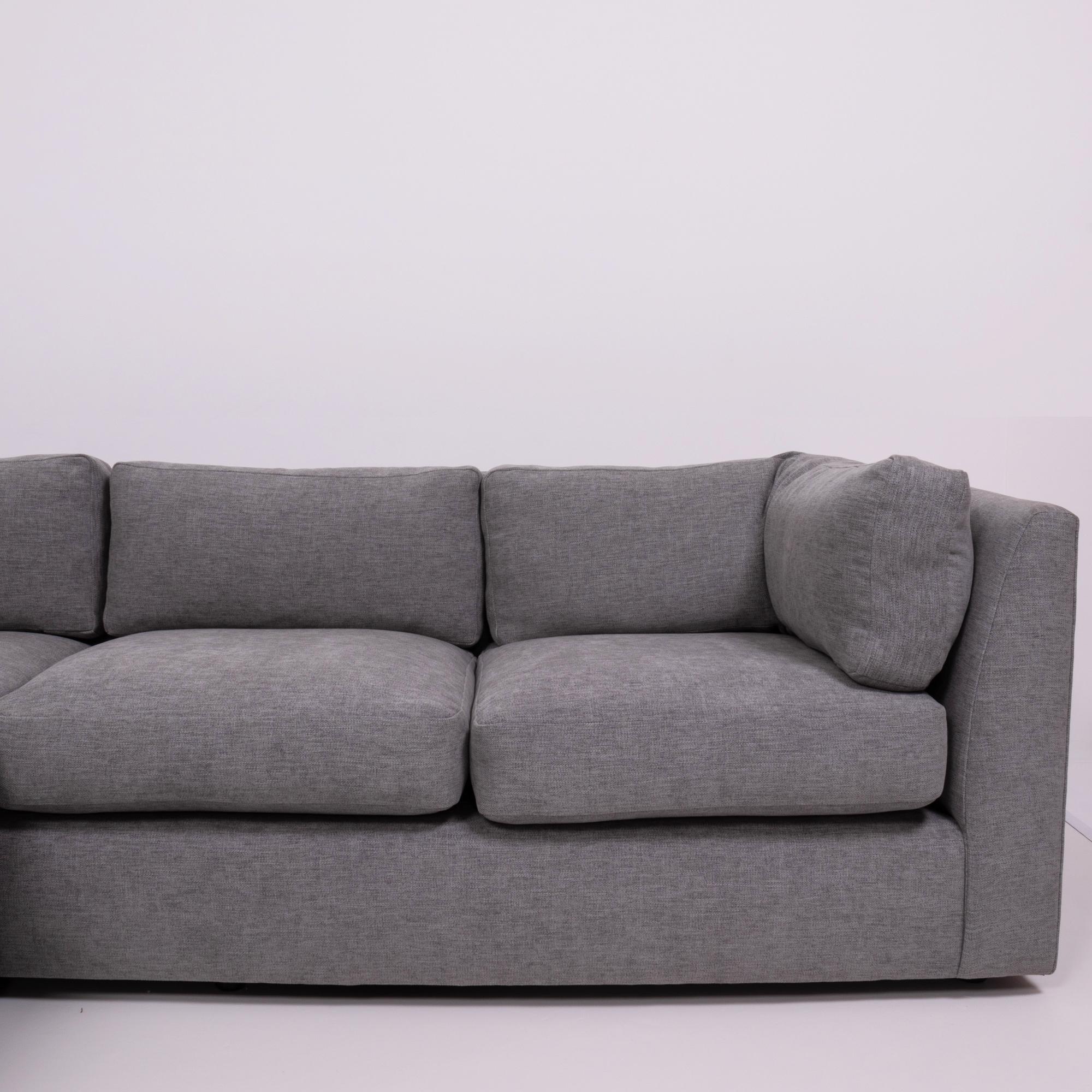 Mid-Century Modern Midcentury Grey Fabric Sectional Corner Sofa by Milo Baughman