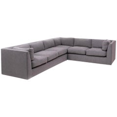 Midcentury Grey Fabric Sectional Corner Sofa by Milo Baughman