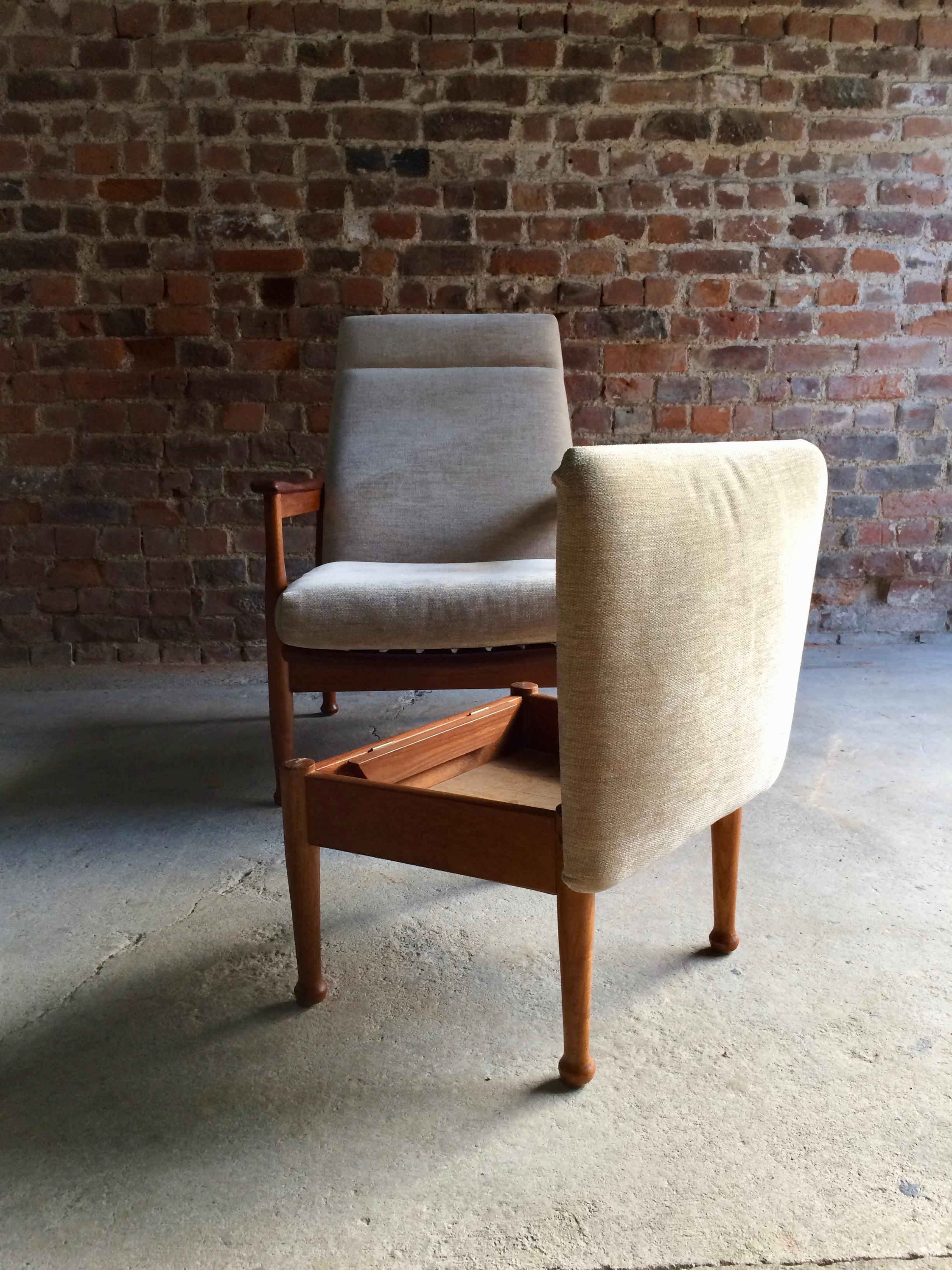 Midcentury Guy Rogers Manhattan Teak Armchair and Footstool, circa 1960s 4