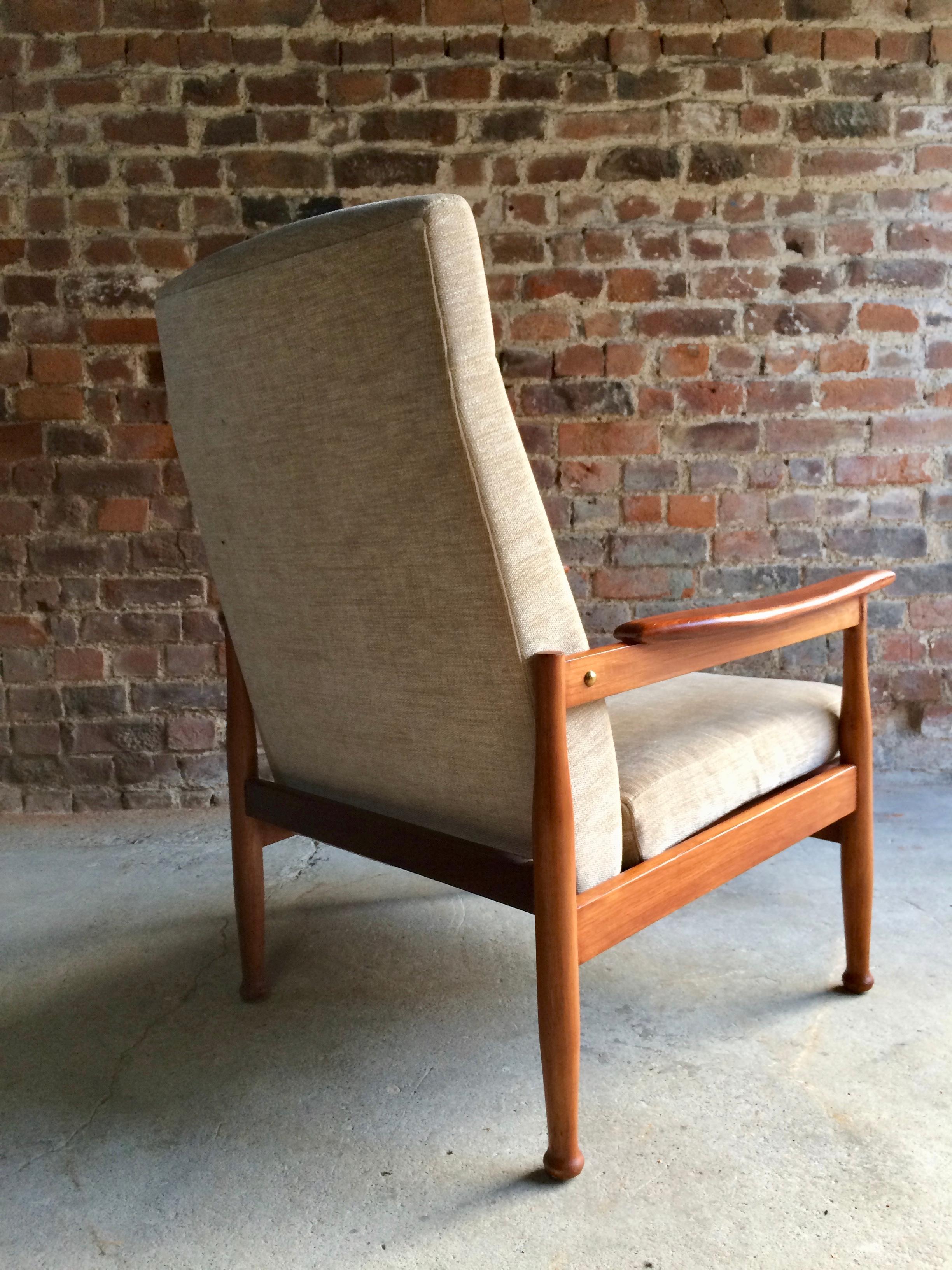 Midcentury Guy Rogers Manhattan Teak Armchair and Footstool, circa 1960s 5