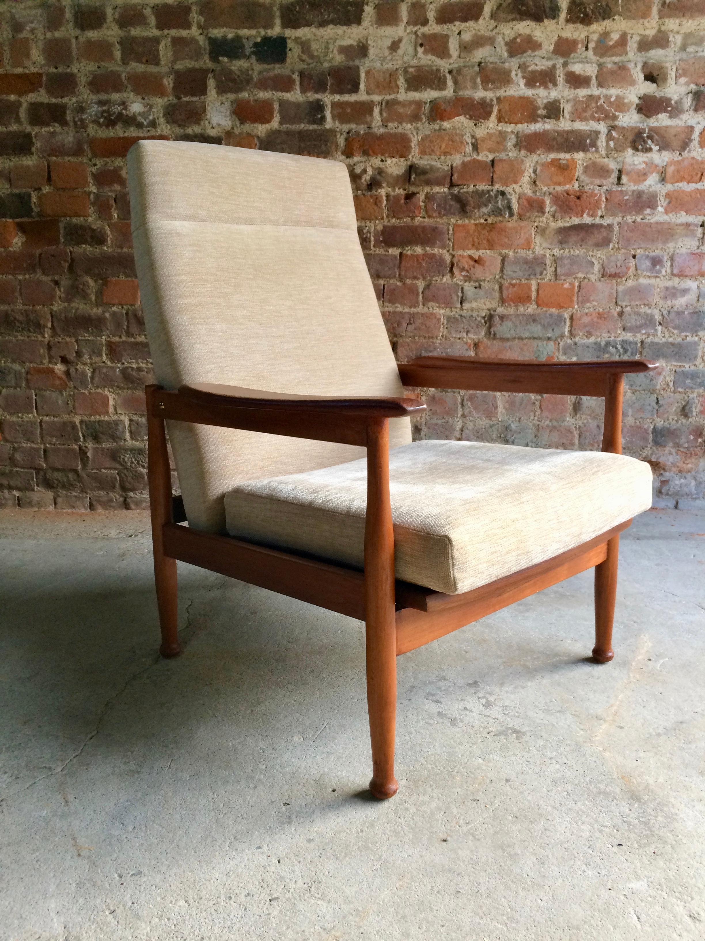 Mid-Century Modern Midcentury Guy Rogers Manhattan Teak Armchair and Footstool, circa 1960s