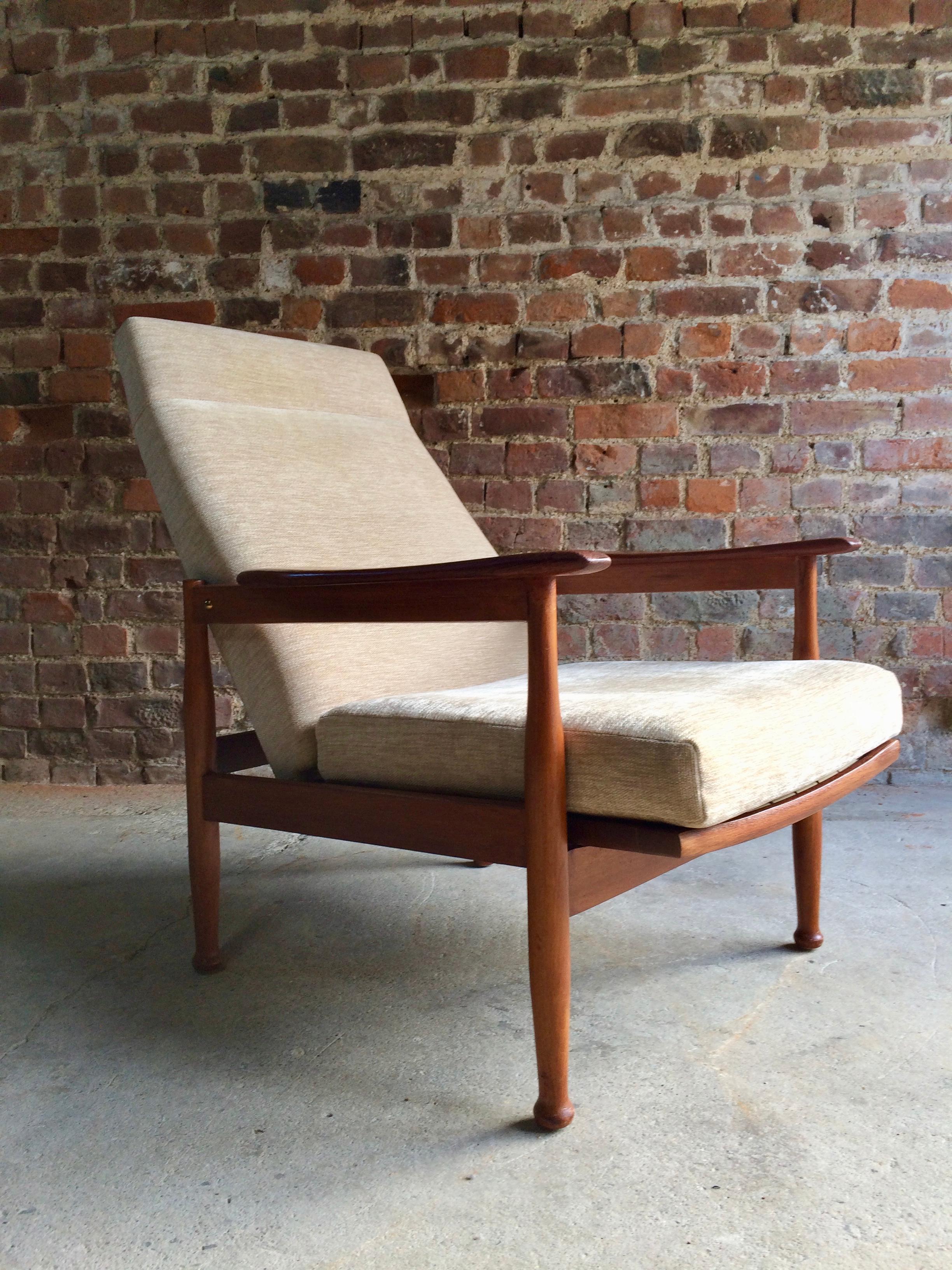 British Midcentury Guy Rogers Manhattan Teak Armchair and Footstool, circa 1960s