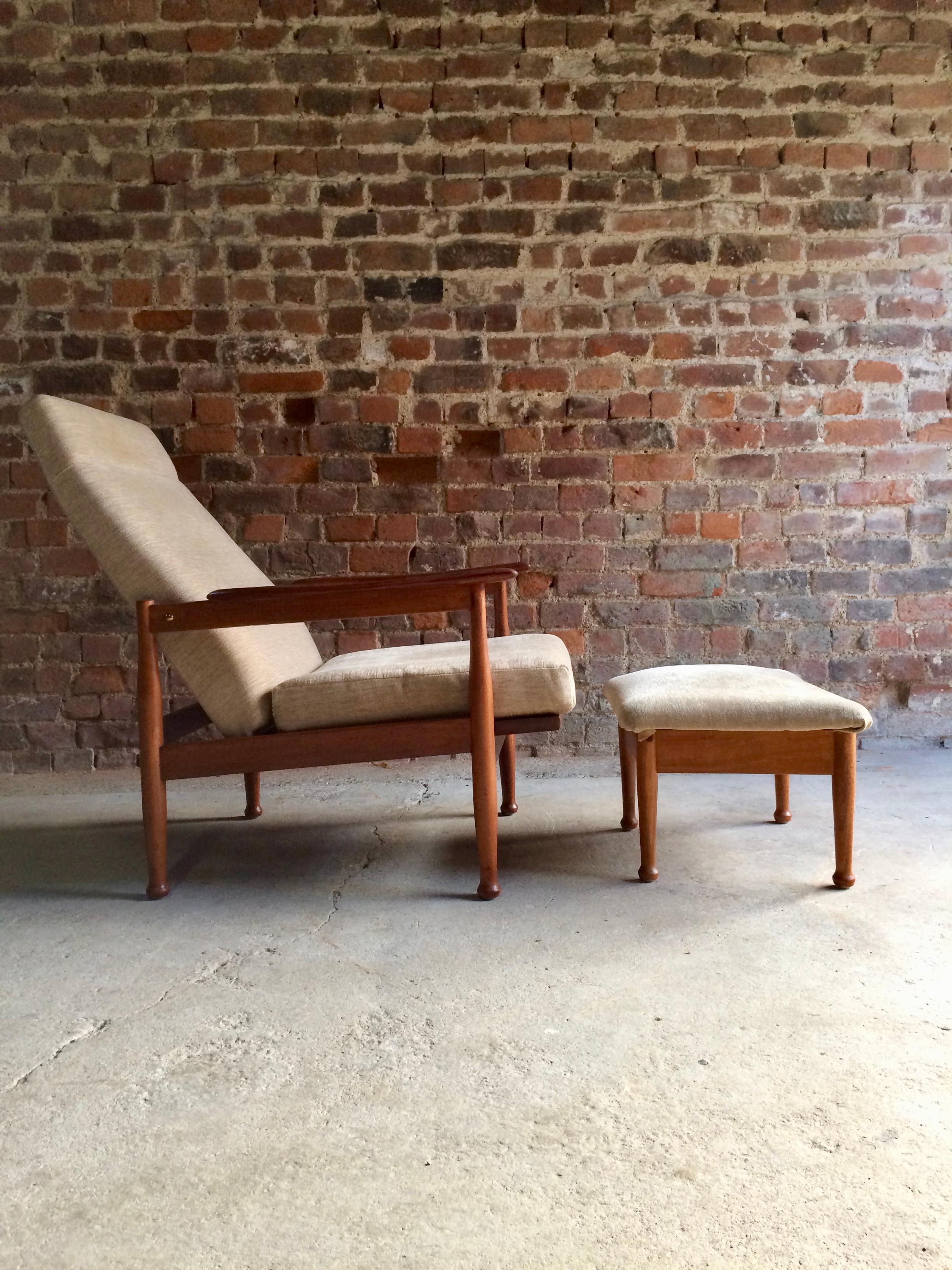 20th Century Midcentury Guy Rogers Manhattan Teak Armchair and Footstool, circa 1960s