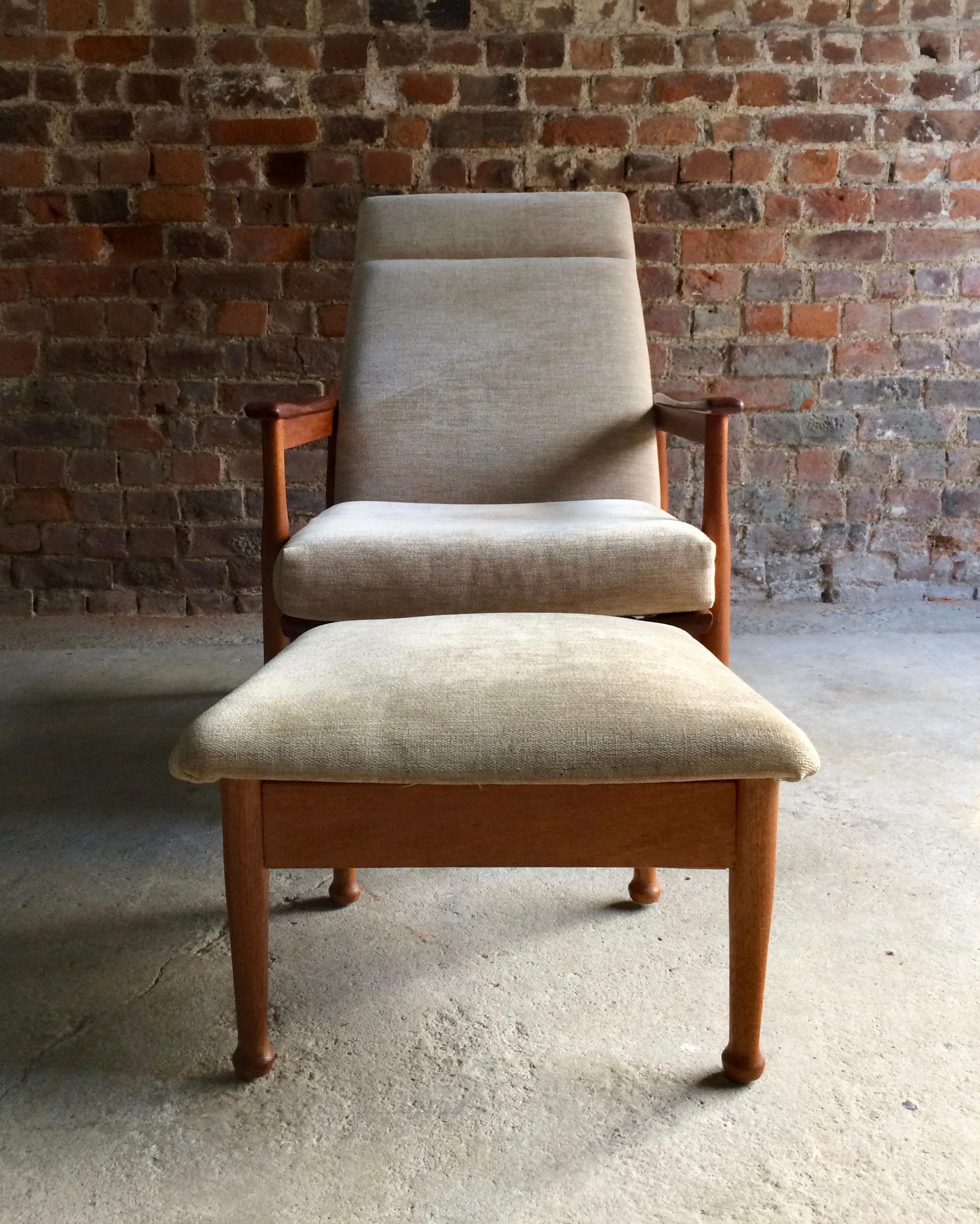 Midcentury Guy Rogers Manhattan Teak Armchair and Footstool, circa 1960s 3