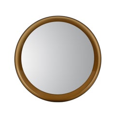 Midcentury Guzzini Italian Round Lucite Smoked Brown Wall Mirror, 1960s