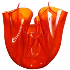 Centre de table italien du milieu du siècle dernier, Guzzini Orange Plexiglas Lucite, 1970