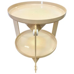Midcentury Guzzini Two-Tiered Round Table Dry Bar Barcart Detachable Trays