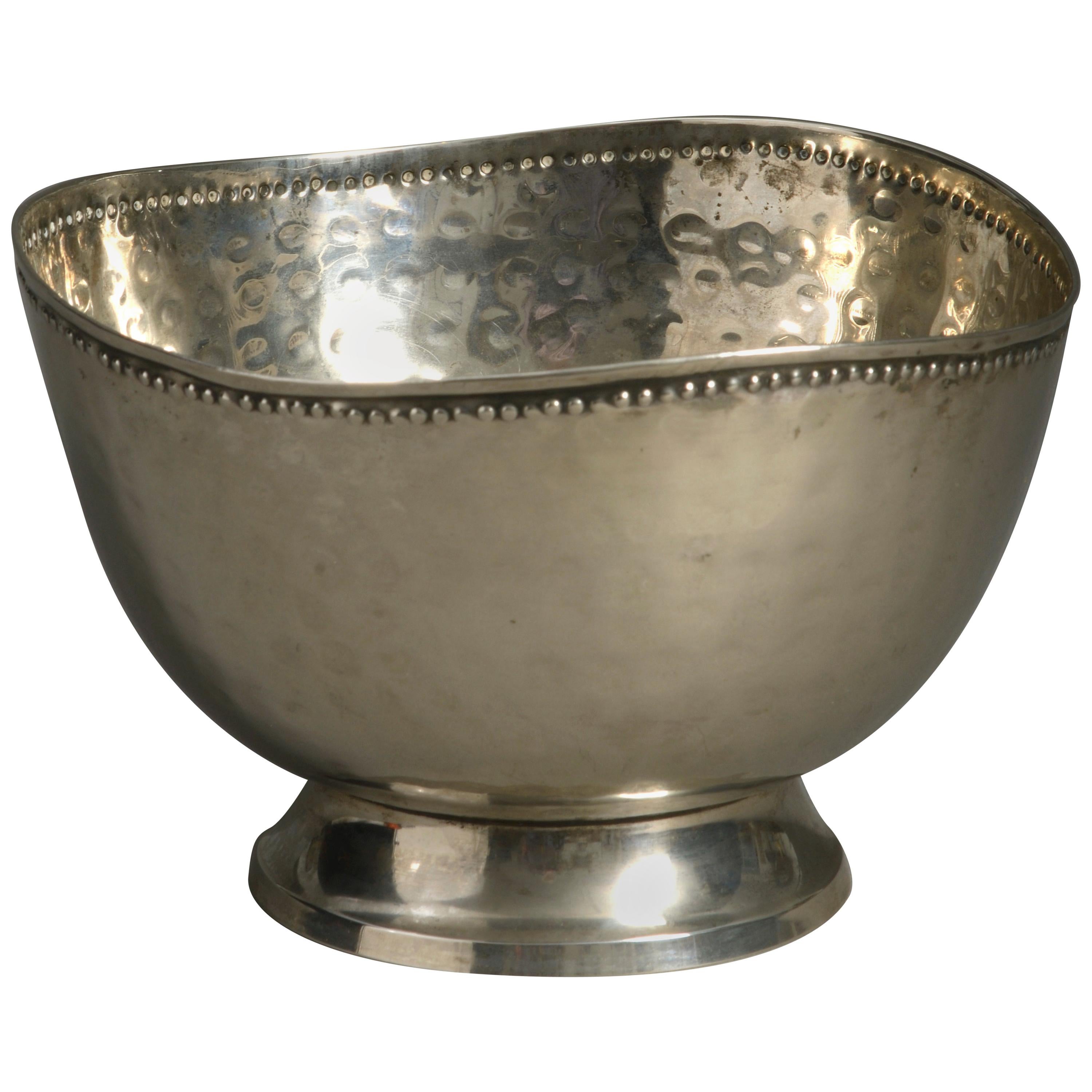 Midcentury Hammered Silvered Bowl