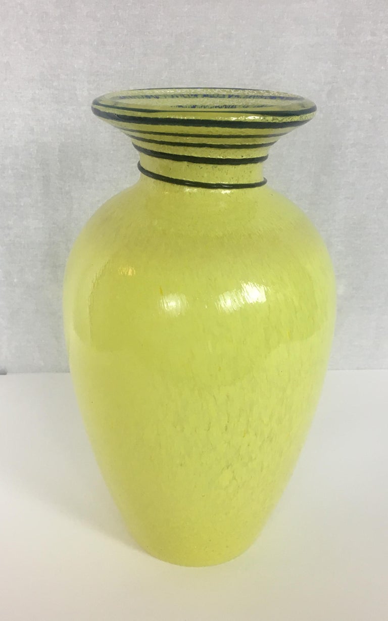Midcentury Hand Blown French Art Glass Vase For Sale At
