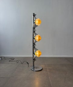 Lampadaire du milieu du siècle en verre soufflé et chrome, 1970 Italie