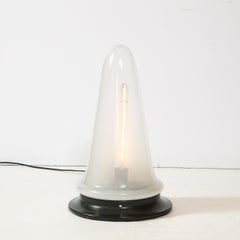 Midcentury Hand Blown Murano Translucent Ombre Glass Uplight with Enamel Base